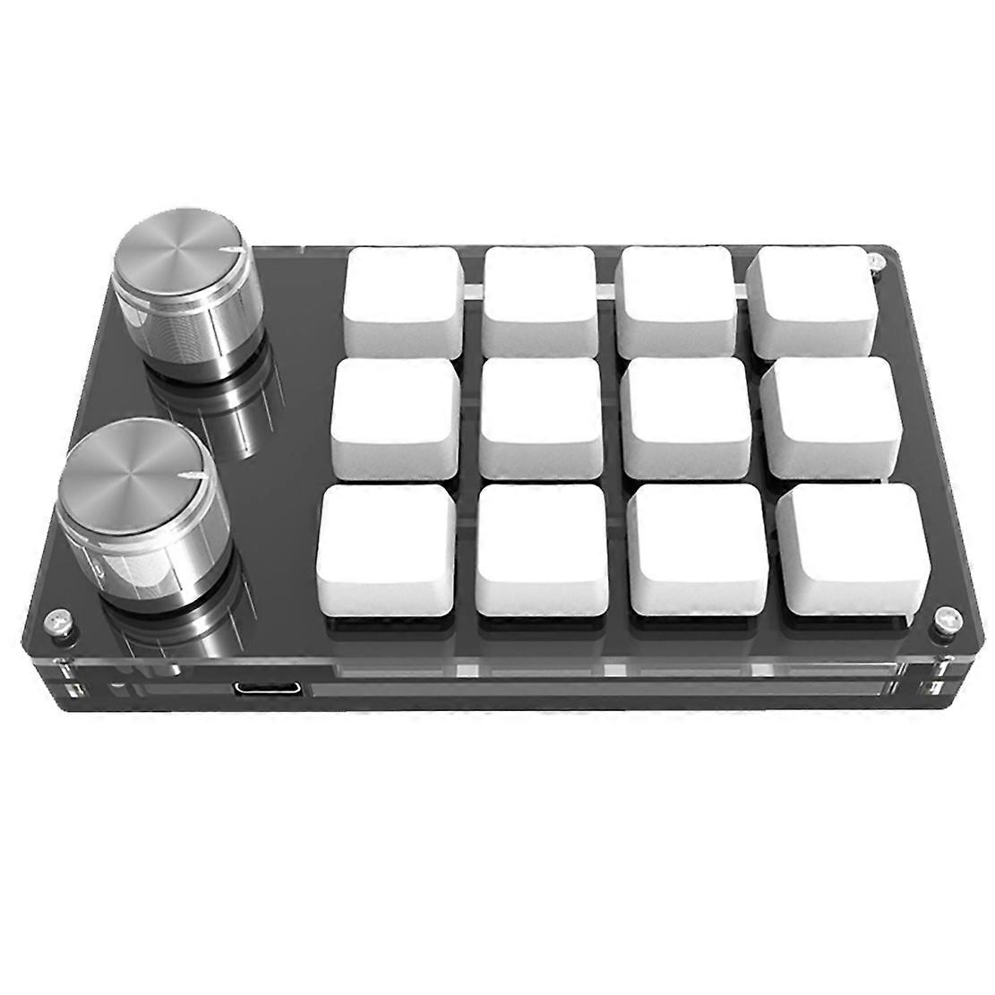 12-Key+2-Knob Custom Keypad 12-Key OSU Gaming Mini One-Handed Mechanical Keyboard Support Hot Swap White