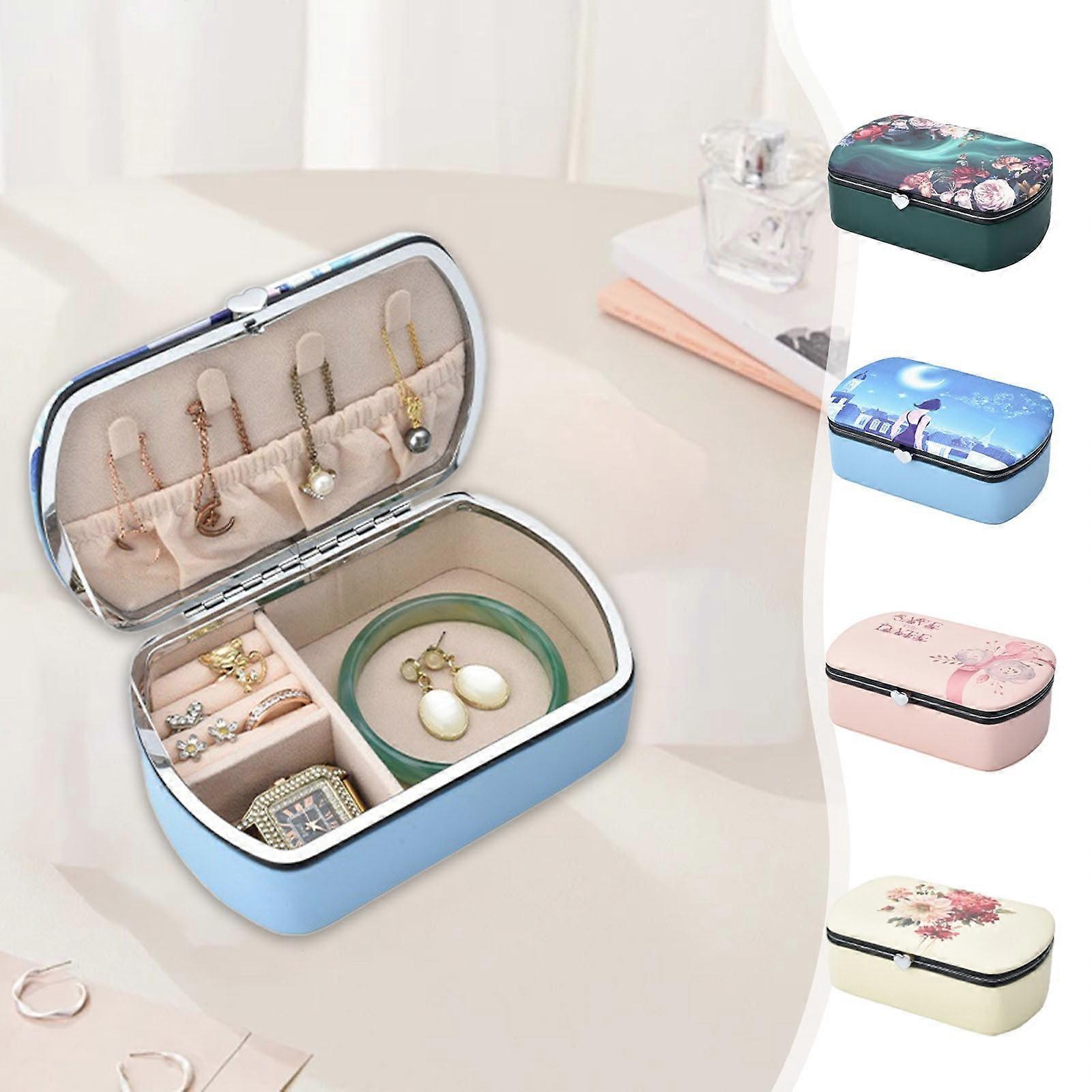 Jacenvly Christmas Jewelry Box with Removable Partition, Soft Flocking Organizer, Compatible with Bracelets, Indoor Decor