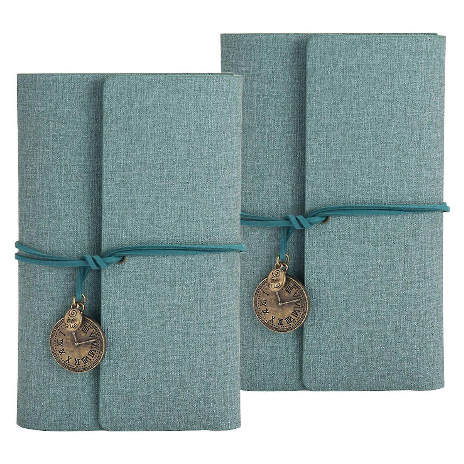 2PCS A6 Vintage Style Loose Leaf Binding Ledger Diary Notebook, Leather Notepad, 70 Sheets College Ruled, Rose, 8x11 Hardback Journal