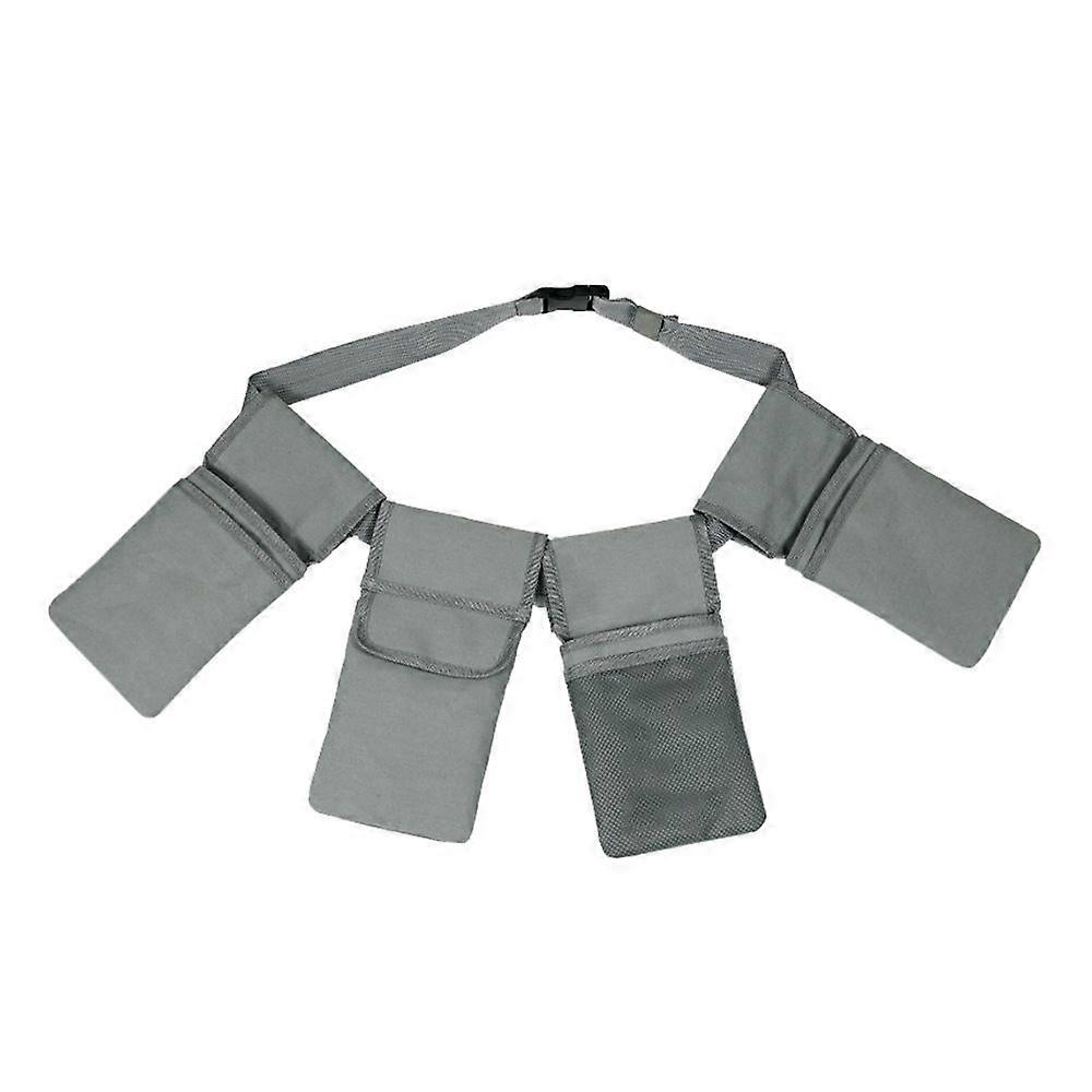 Multi-purpose storage belt bag 4 ports, waterproof canvas, suitable for tool storage (gray)