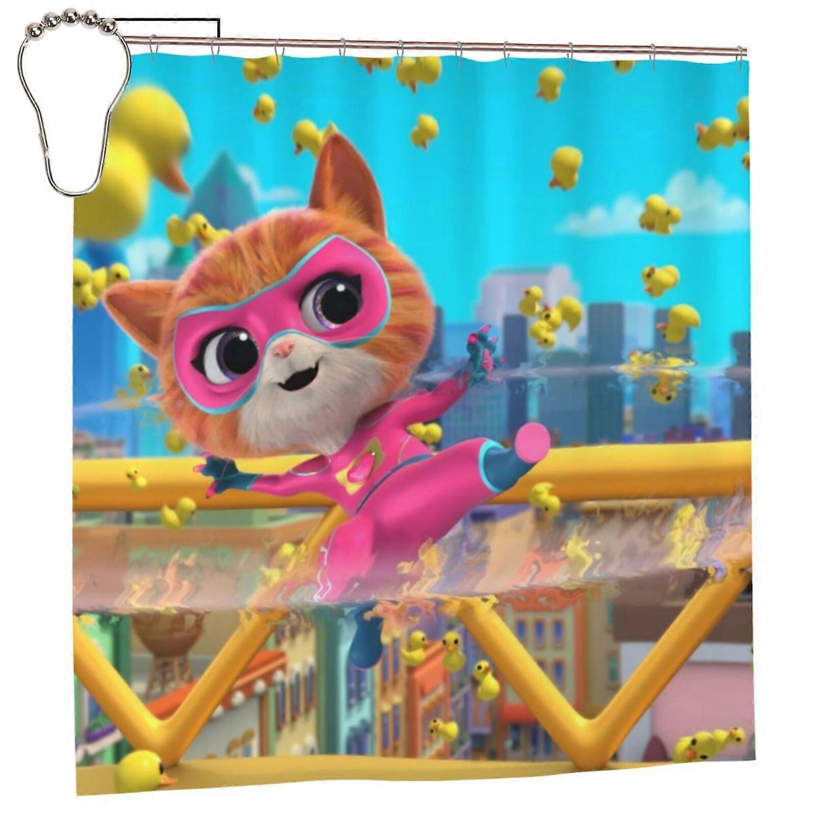 Superkitties Duschvorhang 183 x 183 cm – Verdunkelnd, wasserdicht, schimmelresistent, Sichtschutz, Patchwork-Kunstdruck, Einheitsgröße