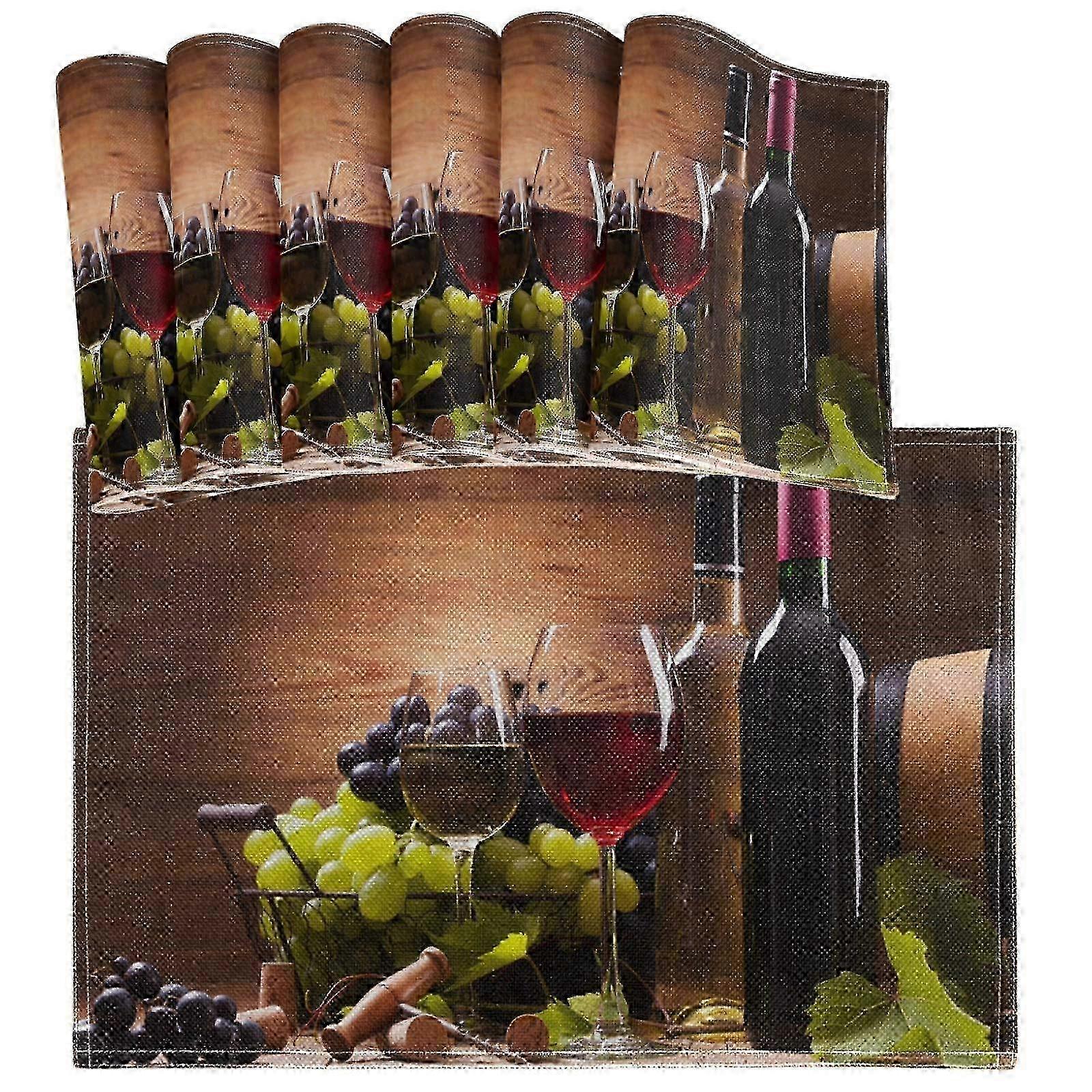 Set of 6 Grape Heat-Resistant Washable Placemat Table Mats