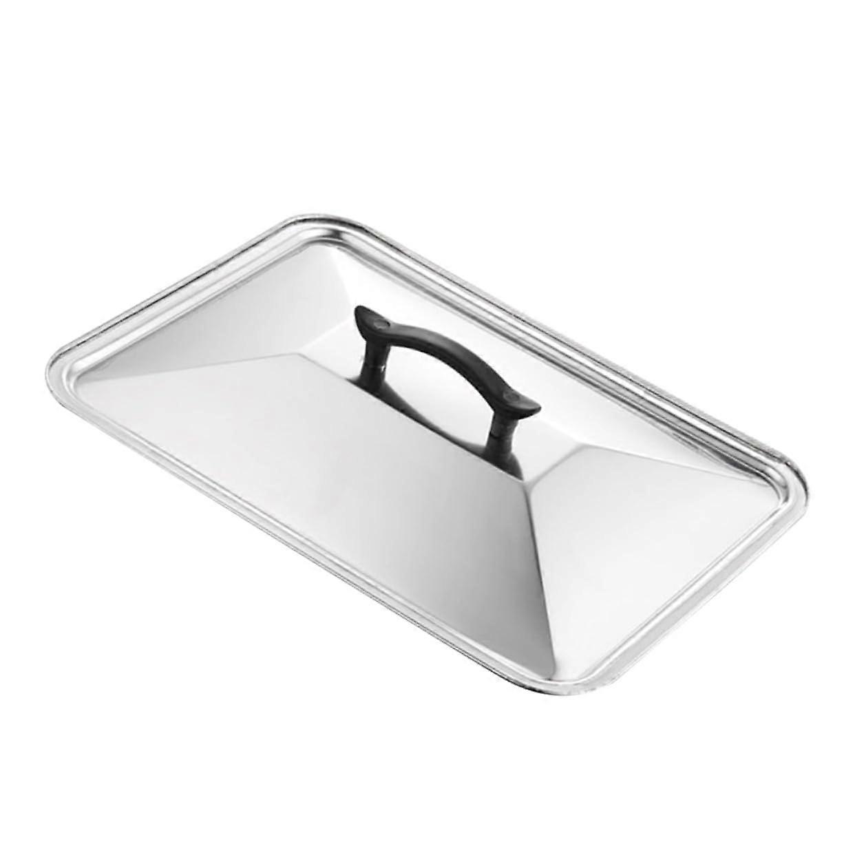 Stainless Steel Rectangular Pot Lid with Large Handle, Splatter Guard Pan Cover