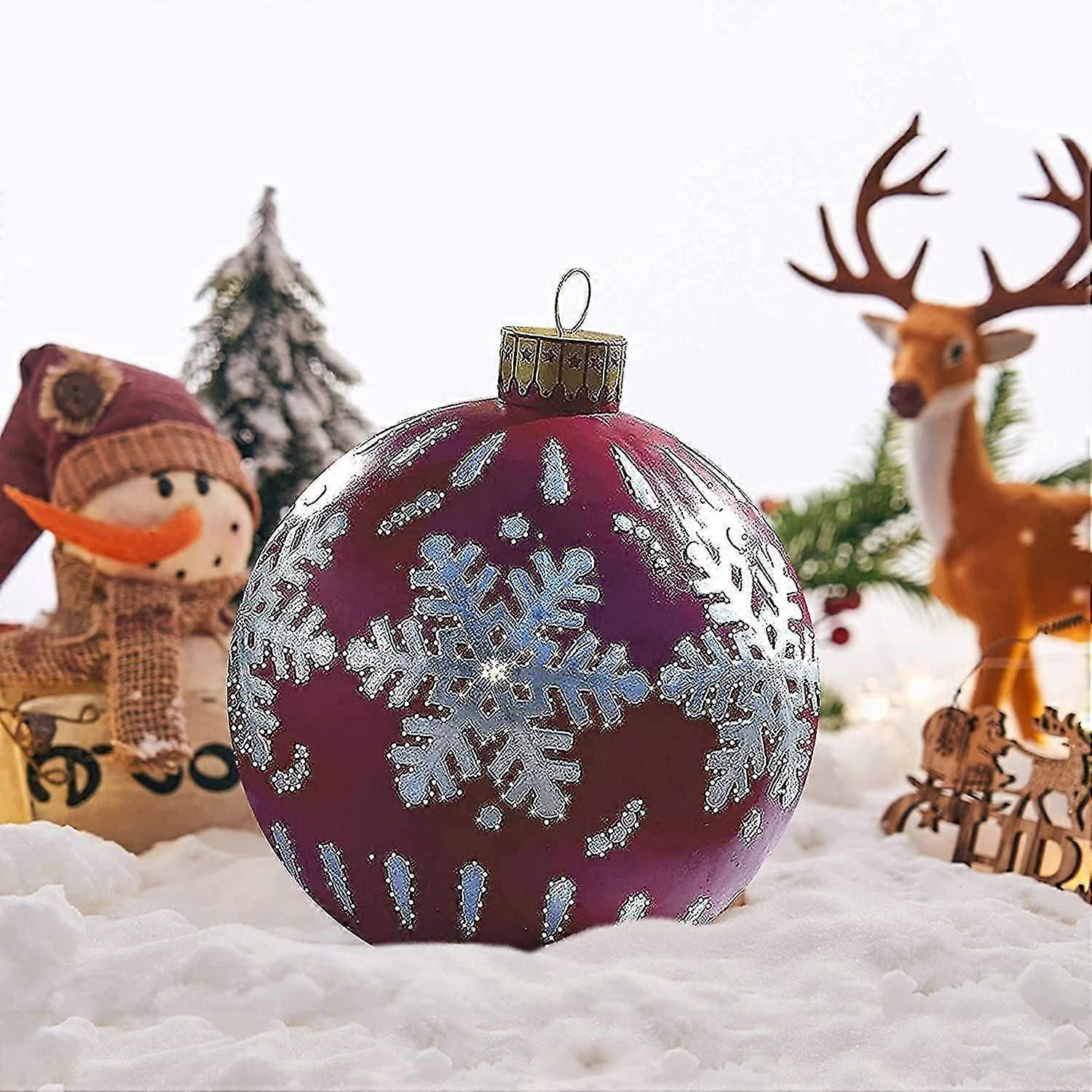 60cm Giant Inflatable Christmas Baubles Red Snowflake