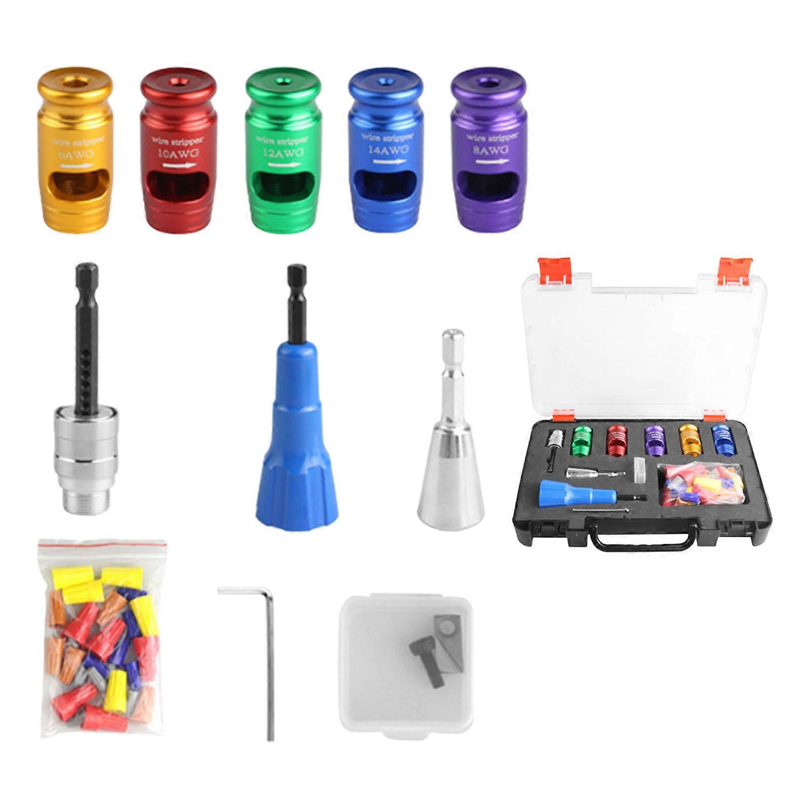 Portable Wire Stripping Tool Set 5 Size 45mm Extended Shank With 36mm Cutting Ranging for Power Tool Insulation Removal Multicolor