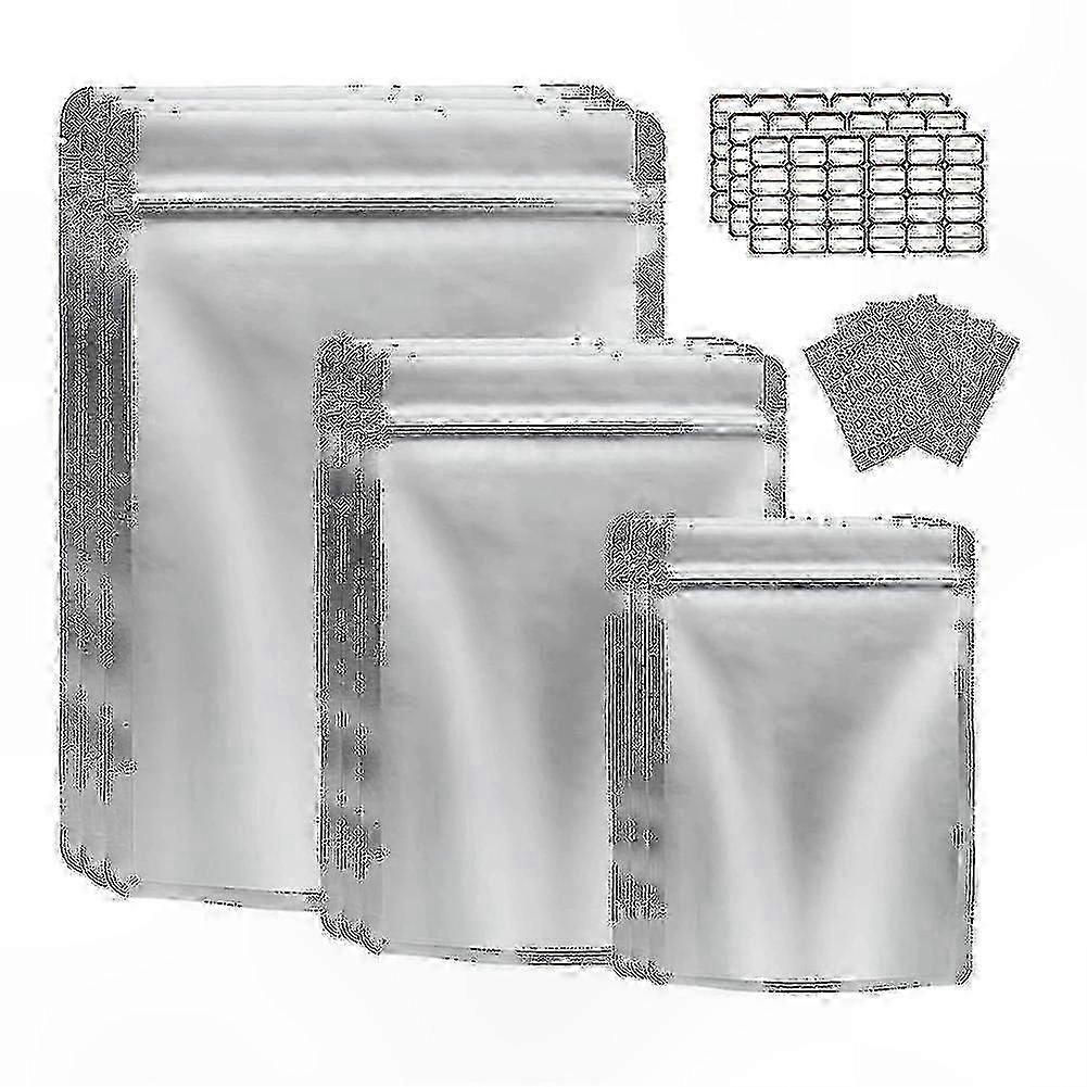 50-pack Resealable Mylar Bags With Oxygen Absorbers For Storing Grains And Nuts