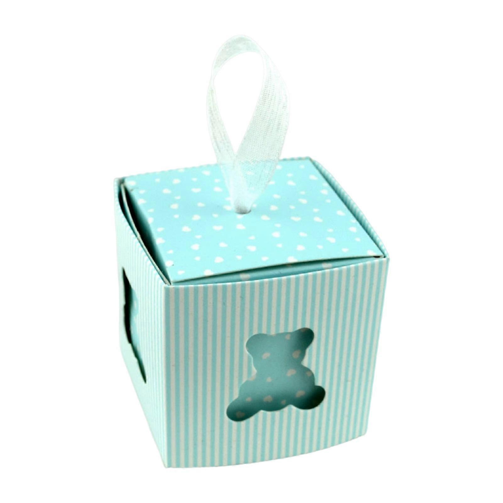 50Pcs Candy Boxes Hollow Bear with Ribbon Multipurpose Portable Gift Boxes for Wedding