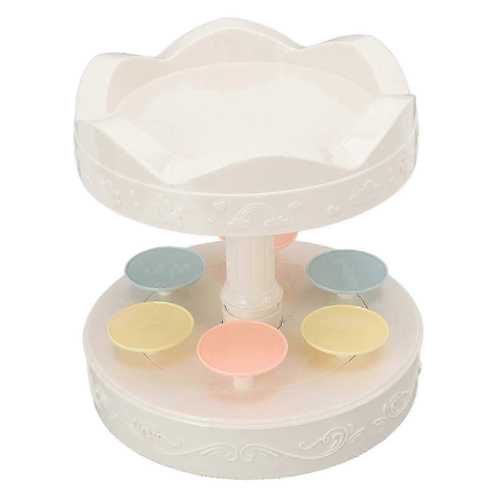 Rotating Dessert Machine Automatic Revolving Double Layer Dessert Display Stand Cupcake Display Plate