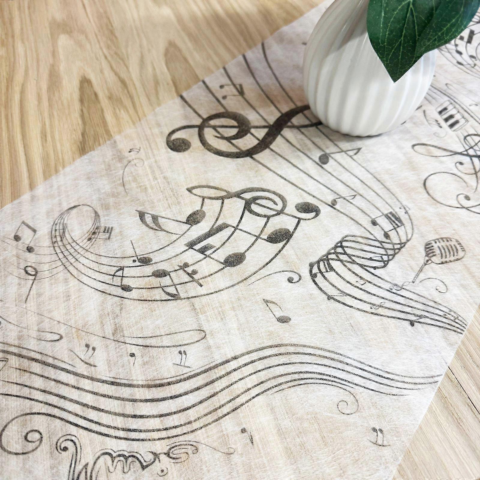Elegant White Musical Theme Table Runner for Special Occasions 5m