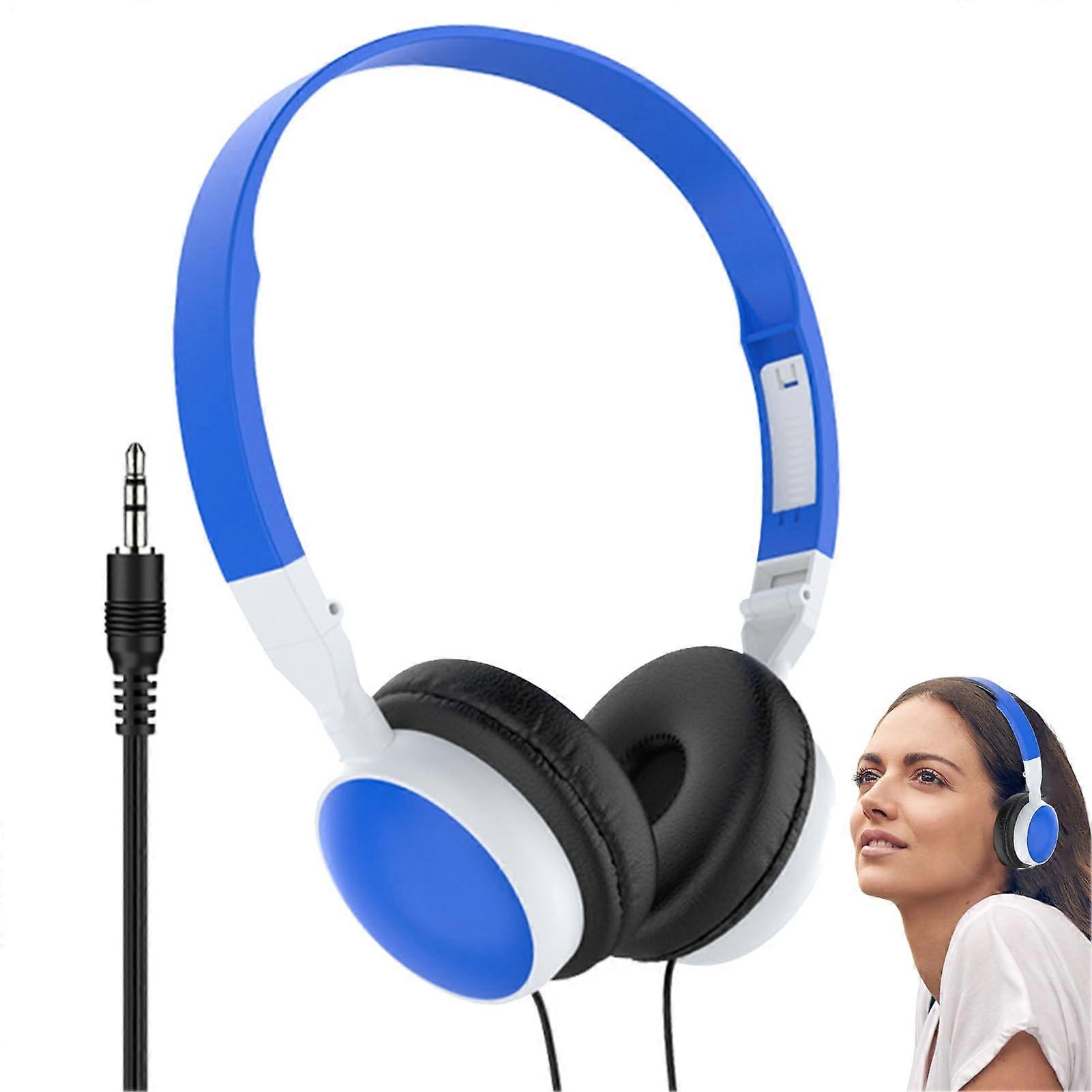 Computer Headset OverEar Wired Headset Portable Game Headphones For Computers And Tablets Light Blue
