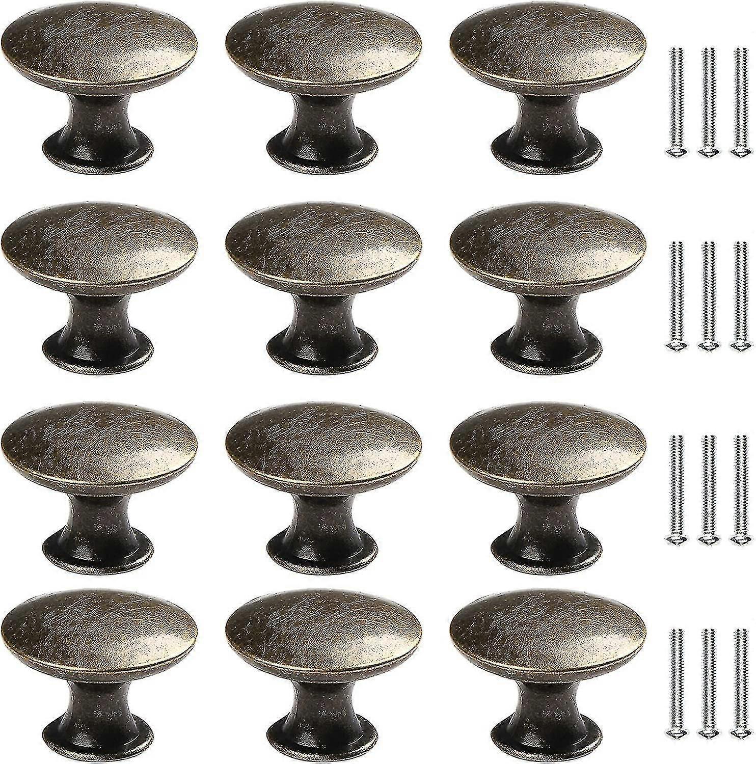 12 Pcs Round Cabinet Knobs Vintage Drawer Knobs Brass Cabinet Pulls Door Knobs For Closet Kitchen Be