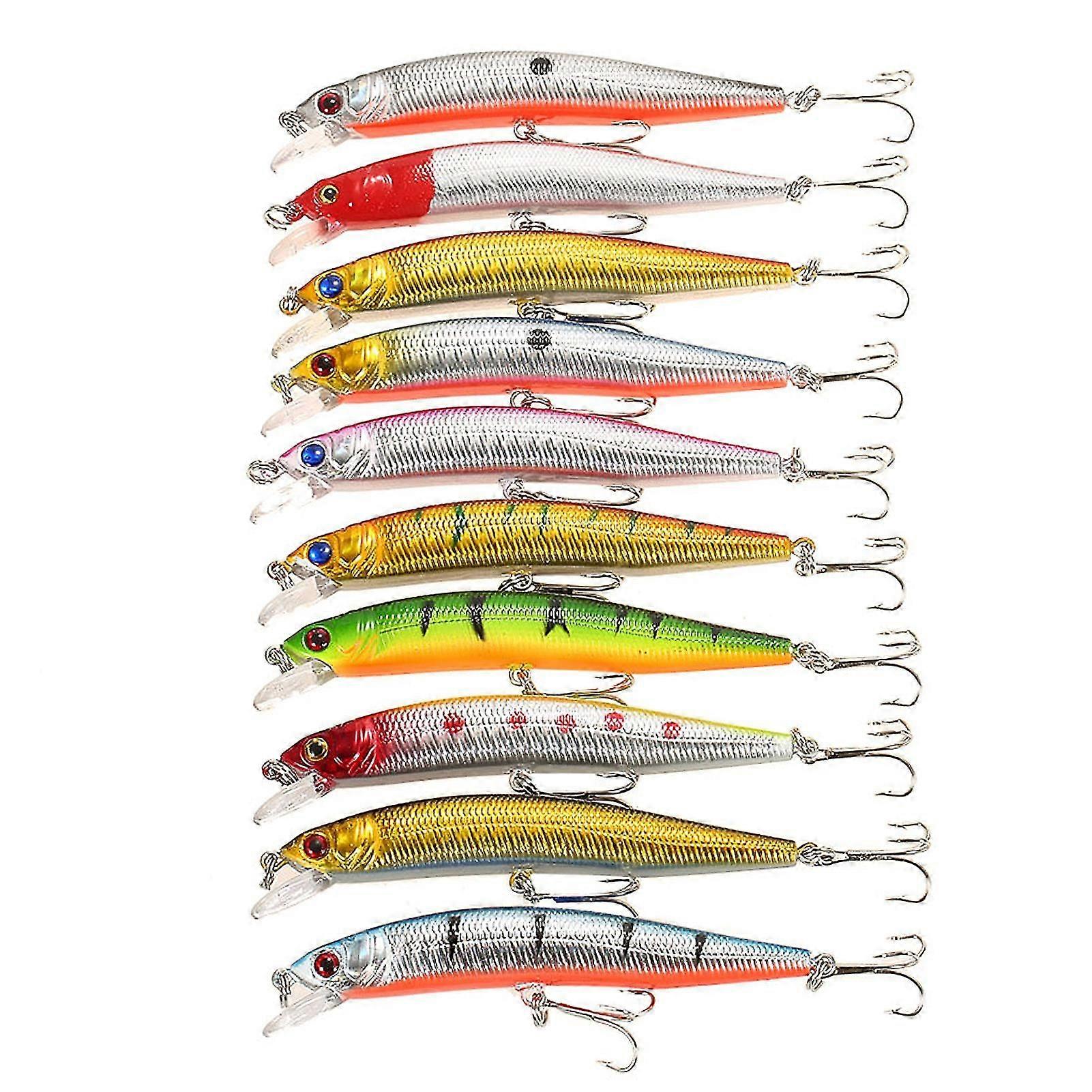 10pcs Minnow Haken Plastik Angelköder Köder Köder Kurbel Köder Set Fisch Köder Wobbler Harte Köder