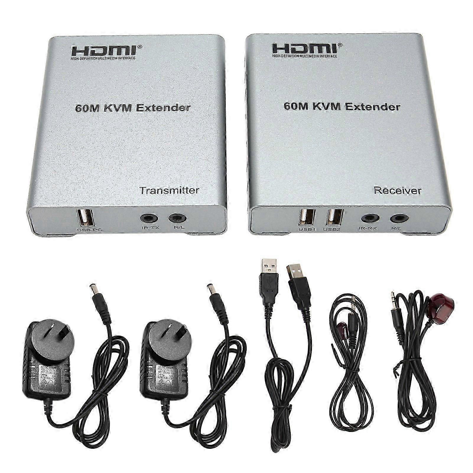 HD Multimedia Interface KVM USB Extender Over Cat5e/6 1080P HD Video Extender for Mouse and Keyboard Control 100240V AU PlugHwy