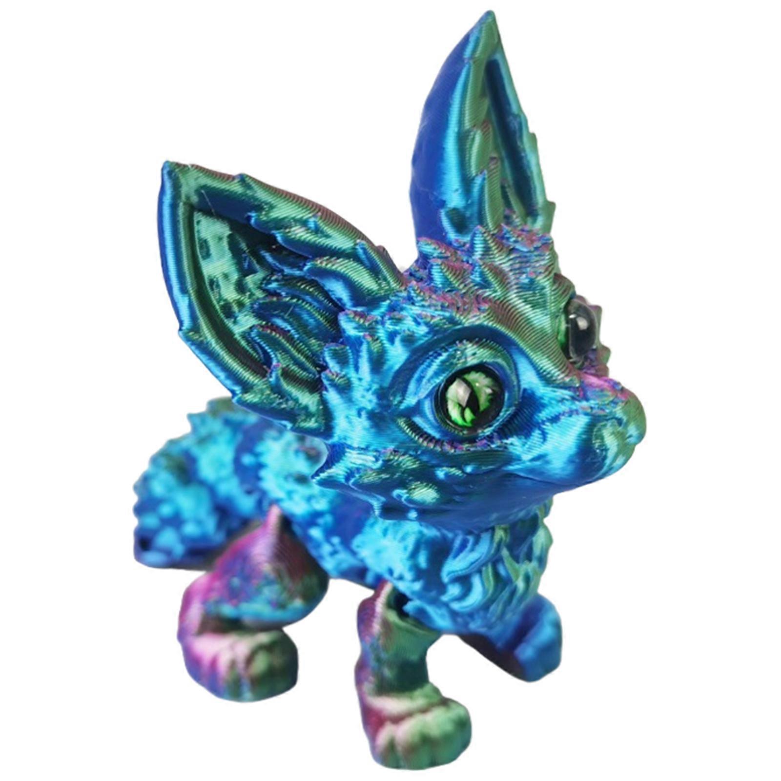 3D Printed Foxes Flexible Joint Articulated Foxes Fidgety Toy Table Desktop Ornament Realistic Hairless Foxes Figurine  Red green blue