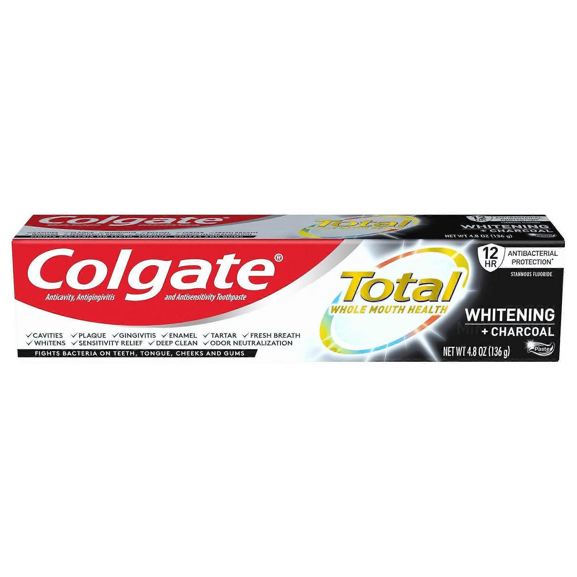 Colgate Total Whitening & Charcoal Toothpaste, Mint, 4.8 Oz
