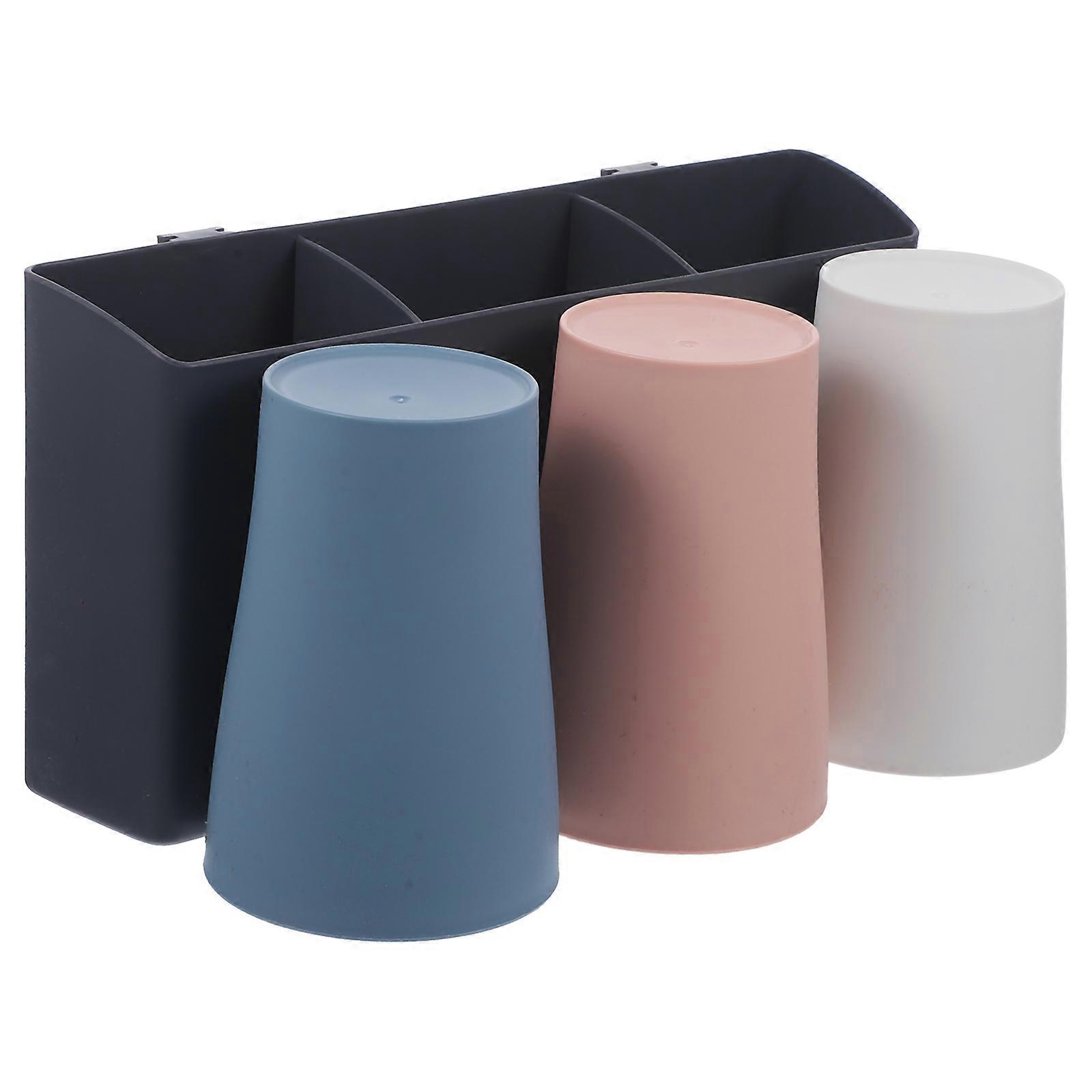 Wall Mount Toothbrush Holder for Storage 1Set with Gargle Cup Blue