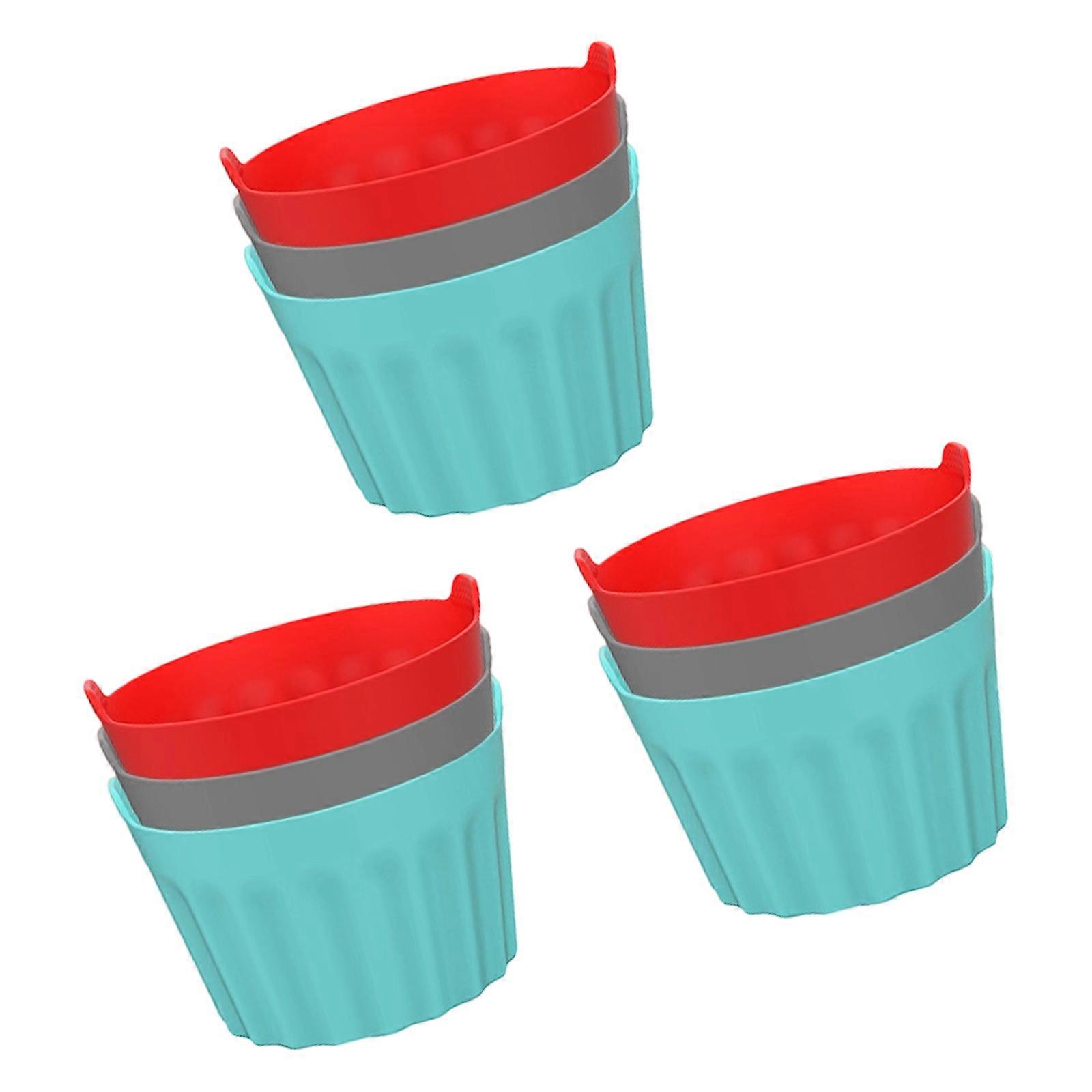 3/6/9Pcs Air Frying Machine Cup Ramekins for Air Frying Machine Silicone Large Muffin Case Nonstick Egg Poacher Silicone Multicolor