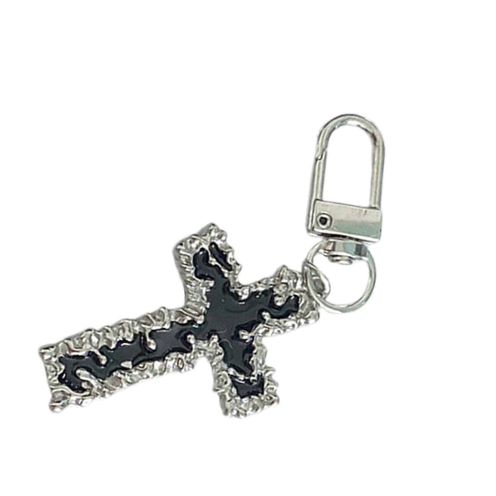 Gothic Keychain With Crosses Butterfly Charm Sturdy Zinc Alloy Materials Portable for Everyday Use Multicolor