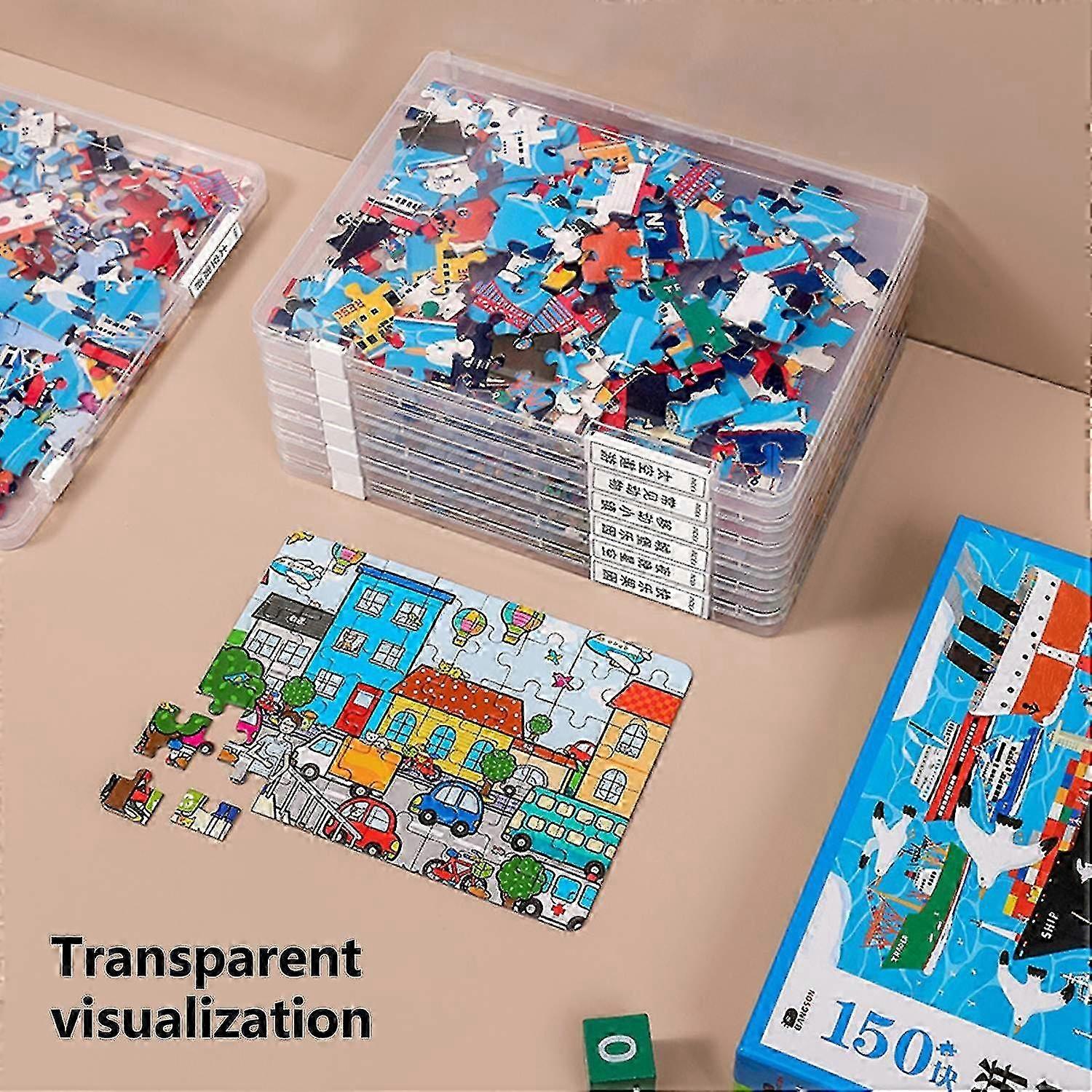 ZHOUBA Puzzle Organizer with Cover Stackable Snap Closure Puzzle Storage Box for School z