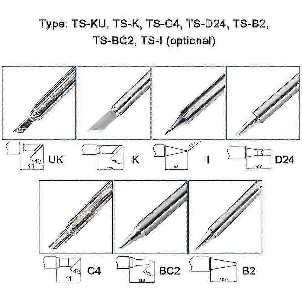 Mini TS100 TS101 Mini Digital Soldering Iron Bit Steel Welding Tips Easy Installation Replacement Heads 7Types Optional