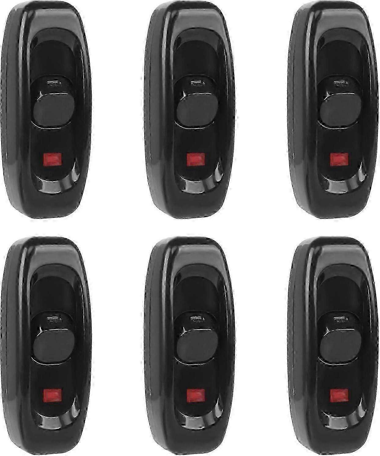 6pcs Lamp Switch, Toggle Switch 250V 10A Line Cord Rocker Switch Intermediate Switch with Led Indicator (Black)