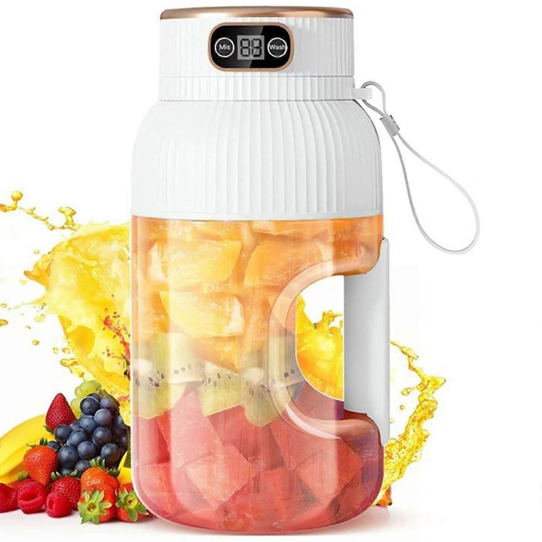 Portable Blender Cup 1200ml USB Rechargeable Juicer with Digital Display for Shakes and Smoothies