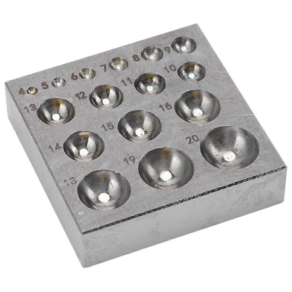 Steel Dapping Block Semi Circular Metal Forming Tool with Multiple Anvil Hole Diameter Sizes -for Jewelry Making