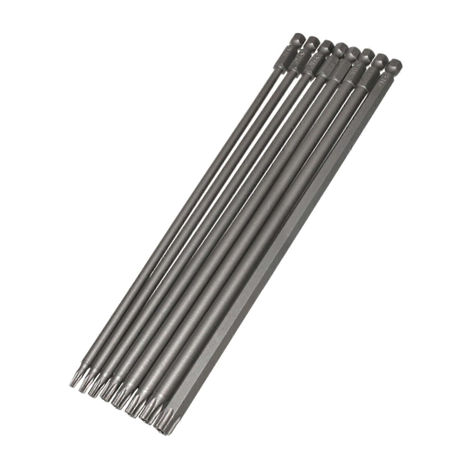 8pcs 7.9" Long Torx Head Screwdriver Bit Magnetic Security Torx Bits Set 1/4" Hex Shanks Star Screw Driver Drill Bits Multicolor