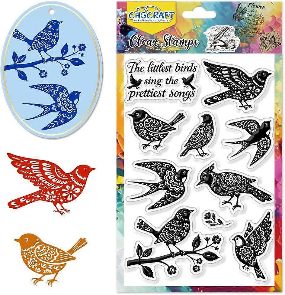 Artistic Floral Bird Clear Stamps Mandala Silhouette Pattern Transparent Embossing Silicone Stamp Seal for DIY Scrapbooking and Card Making Paper Craf