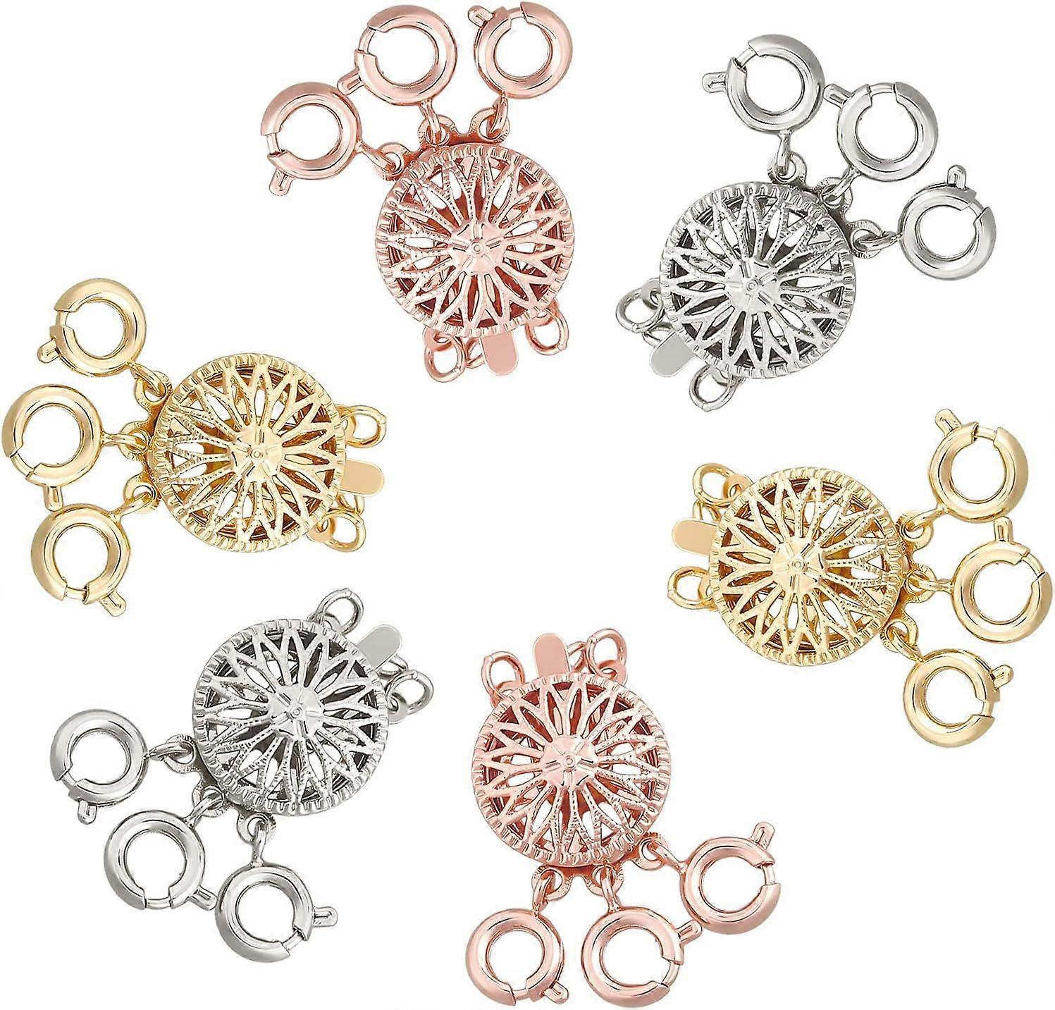 3 Colors Necklace Layering Clasp Multi-Strand Flower Connectors Spacer Slide Clasps Brass Separator for Layered Bracelets Stackable Necklaces Jewelry 