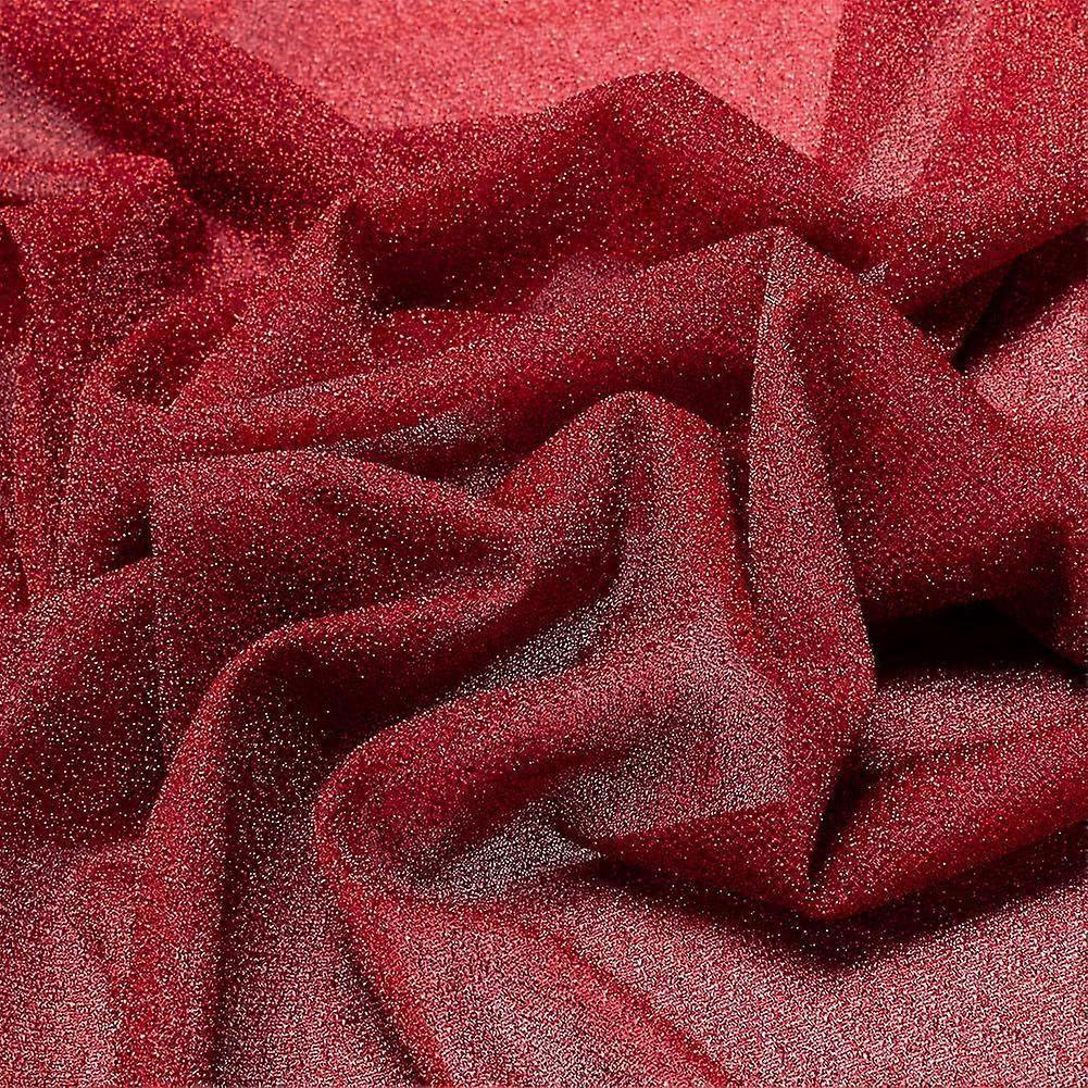 Red Glitter Tulle Fabric 1.74 X 1.16 Yards Glittering Tulle Netting Sparkling Metallic Fabric with Sequin for Crafting Sewing Clothes Wedding Birthday