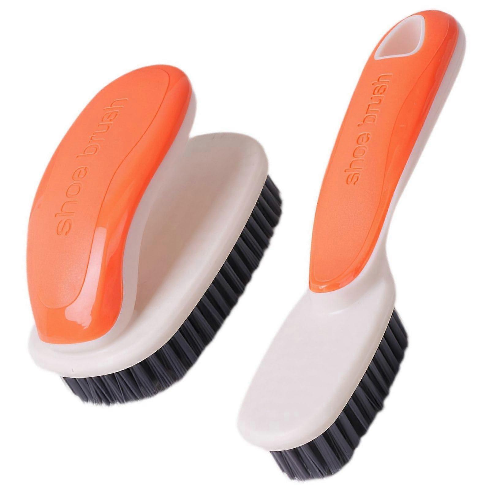 Soft Bristle Shoe Cleaning Brush with Ergonomic Long Handle for MultiSurface Gentle Cleaning Orange