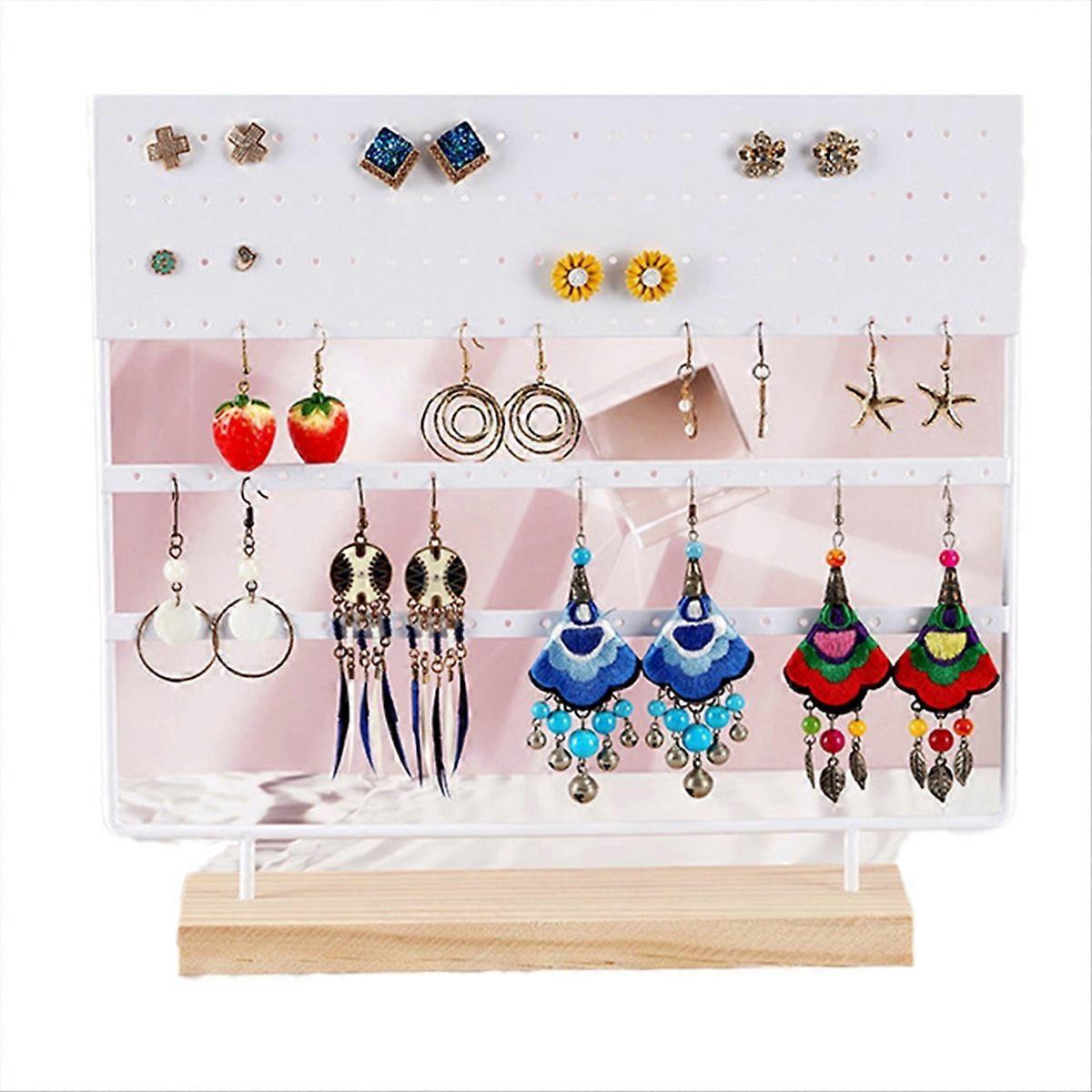 White 144-Hole Jewelry Rack Desktop Earring Ring Stand