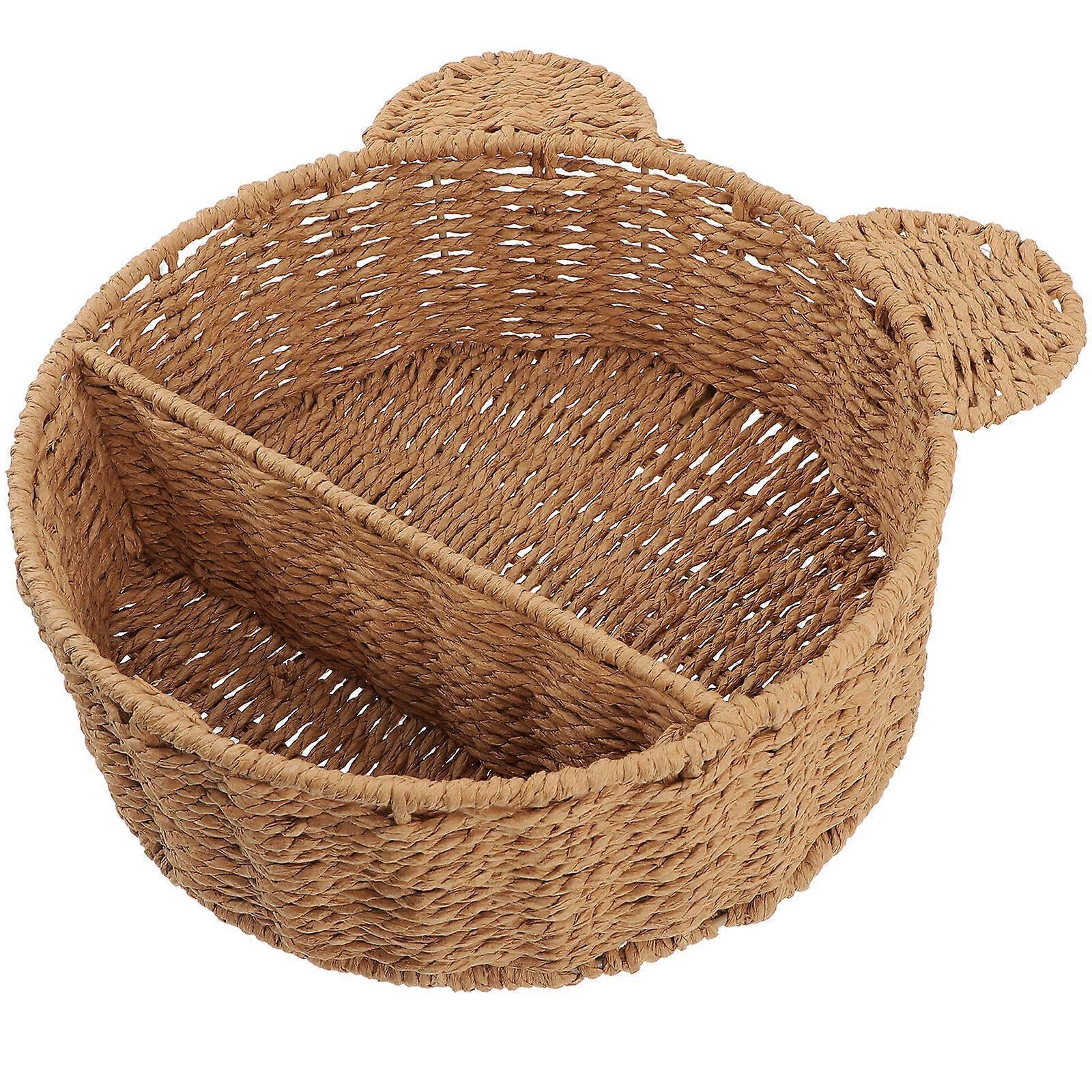 Woven Wall Shelf Rack for Storage 2Pcs Light Brown Floating Bathroom Shelf