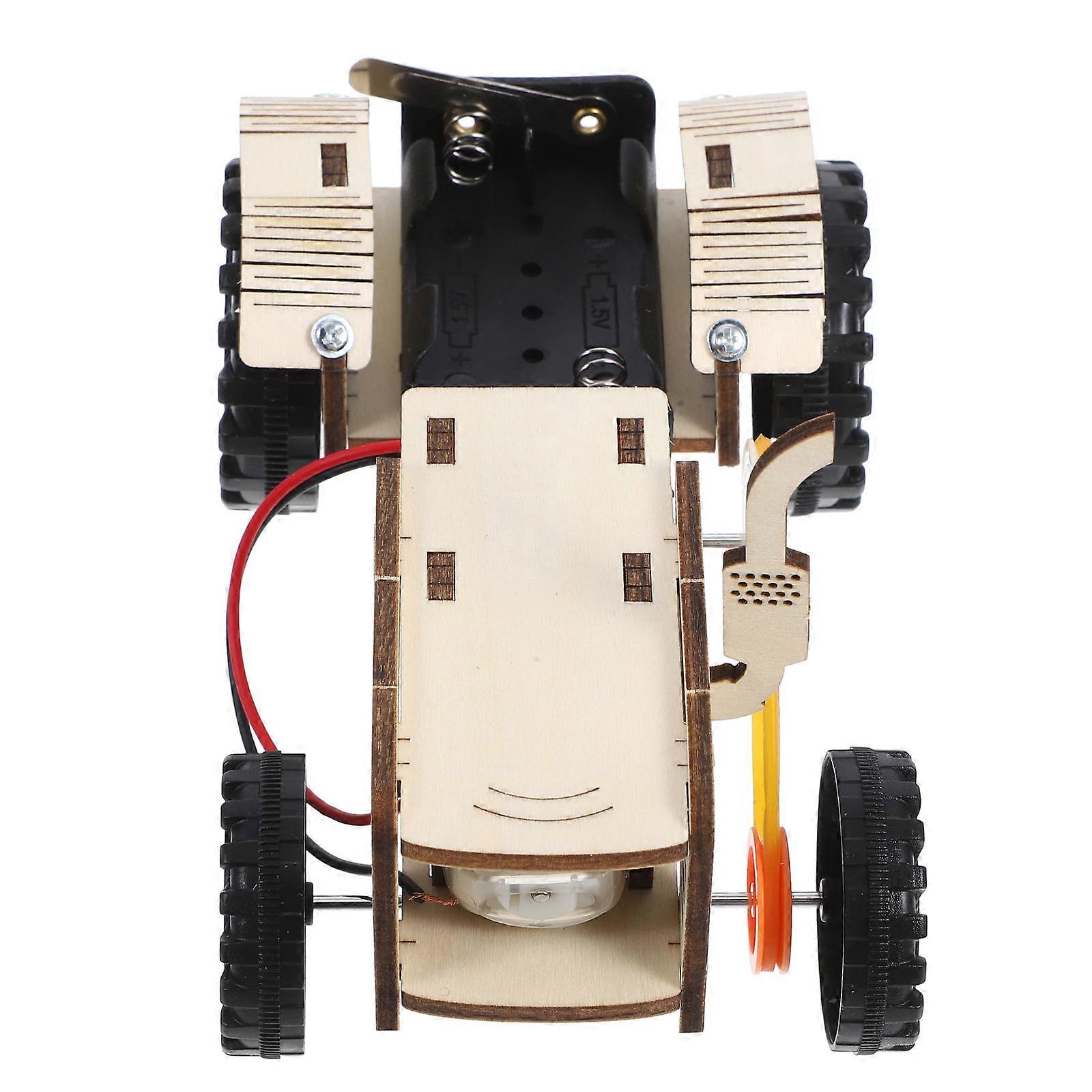 DIY Science Tractor Wooden Assembly Puzzle Toy with 4Sets for Kids