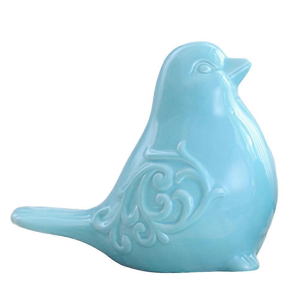 Ceramic Bird Statue Creative Desktop Decor for Decoration 2Pcs Sky-Blue