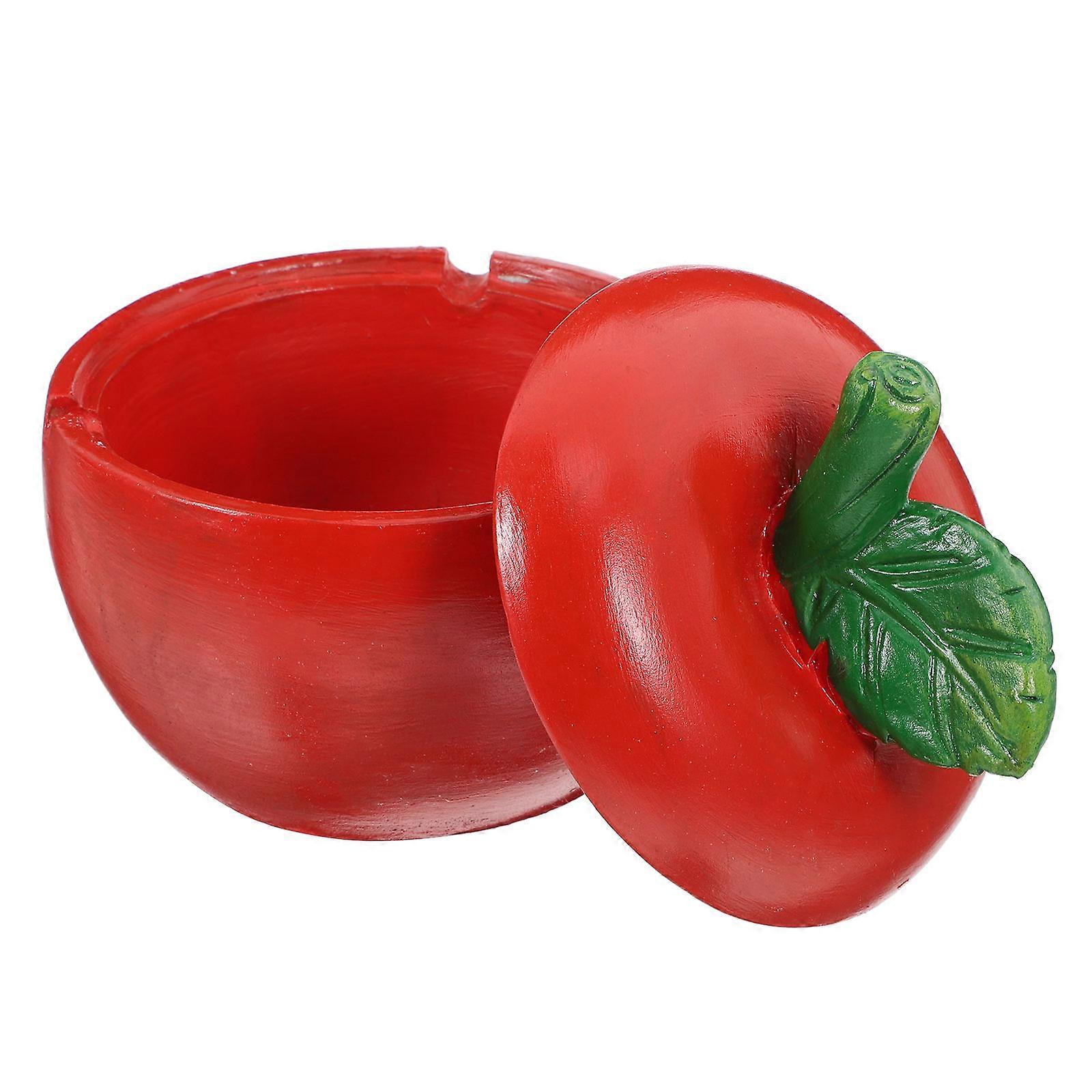 Apple Shaped Ceramic Ashtray for Storage Use with Lid Home Decor