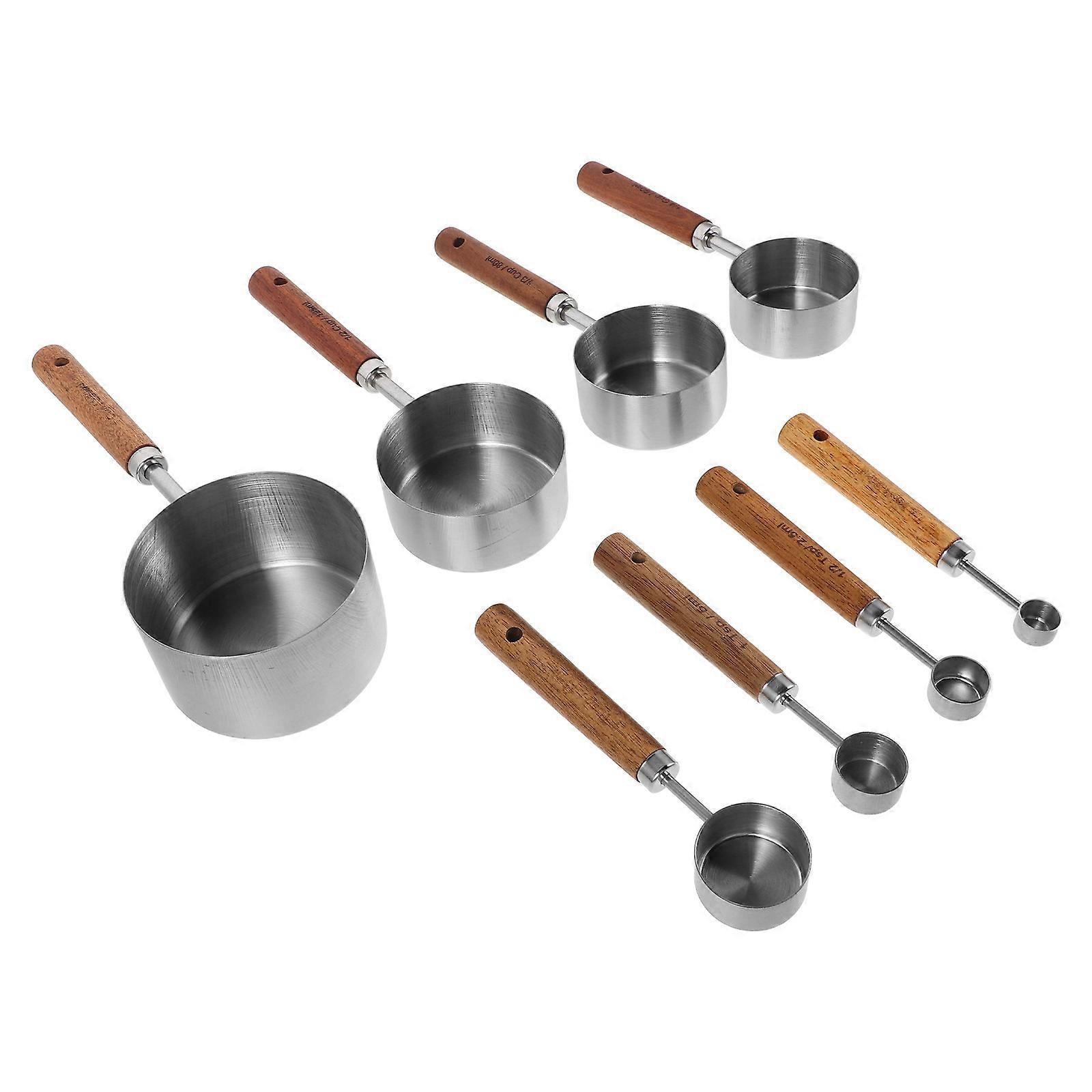 Kitchen Measuring Set Stainless Steel for Cooking and Baking 8Pcs Silver