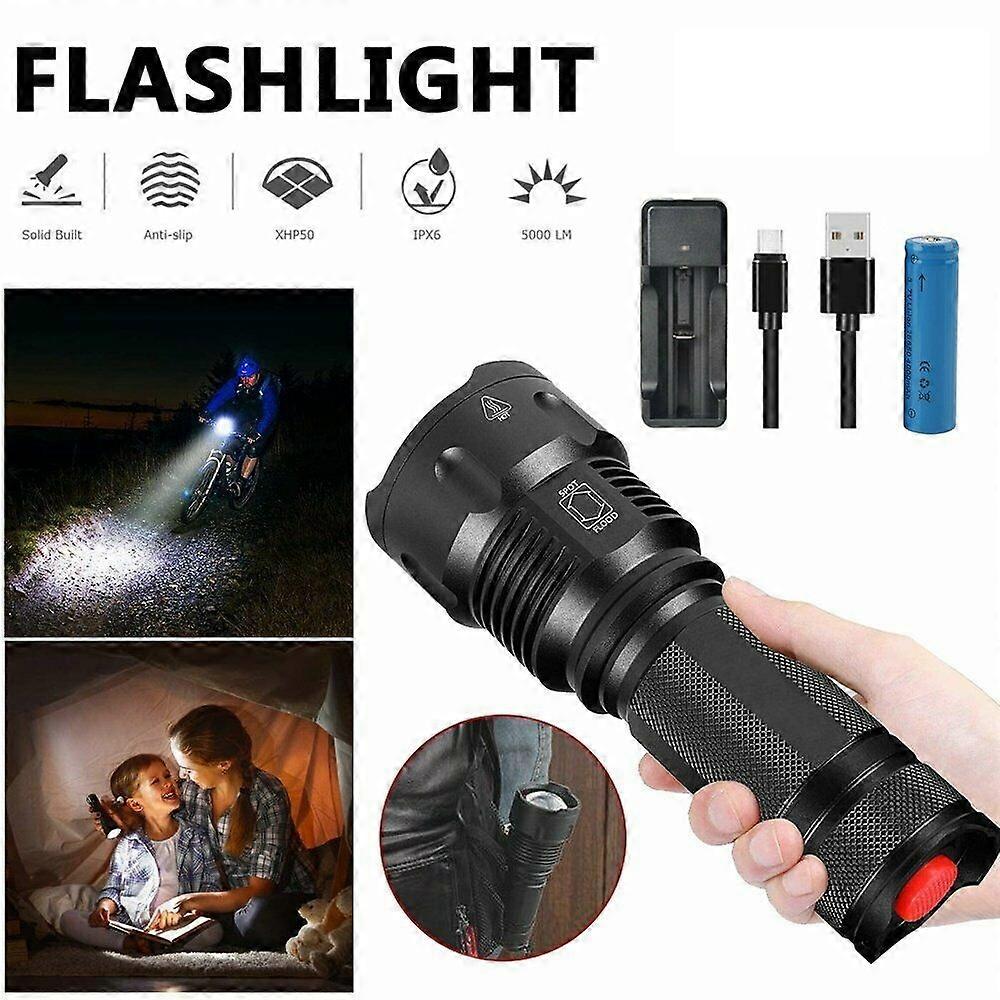 1pcs Torch, Oversized Torch Military Tactical Super Powerful Adjustable Zoom Torch for Outdoor Activities