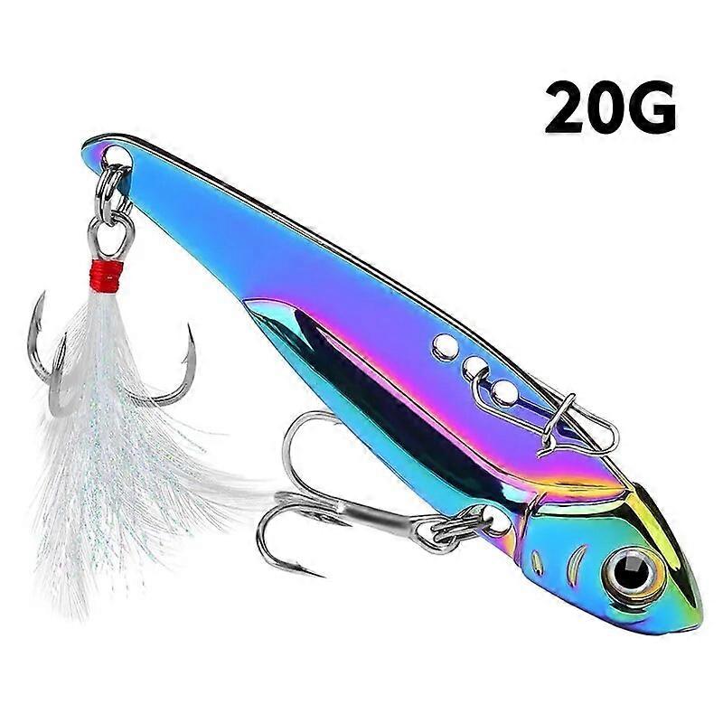 Metal VIB All Water Layer Long Throw 20g Colorful Vibration Sequin Artificial 3D Eyes Sharp Trible Hook For Bass Fishing Tackles