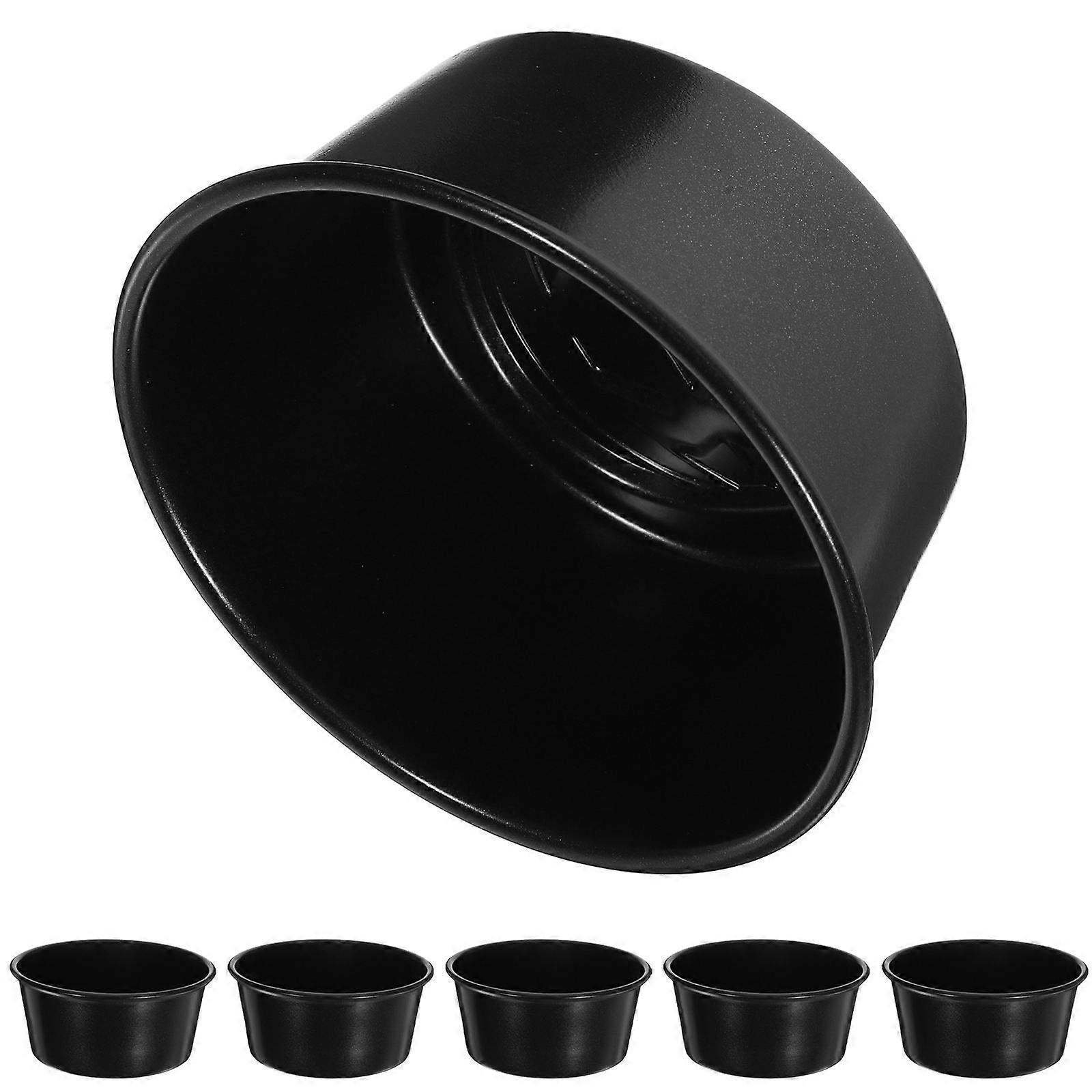 Black Mini Pudding Cup Baking Mold Carbon Steel for Kitchen Use 6Pcs Pack