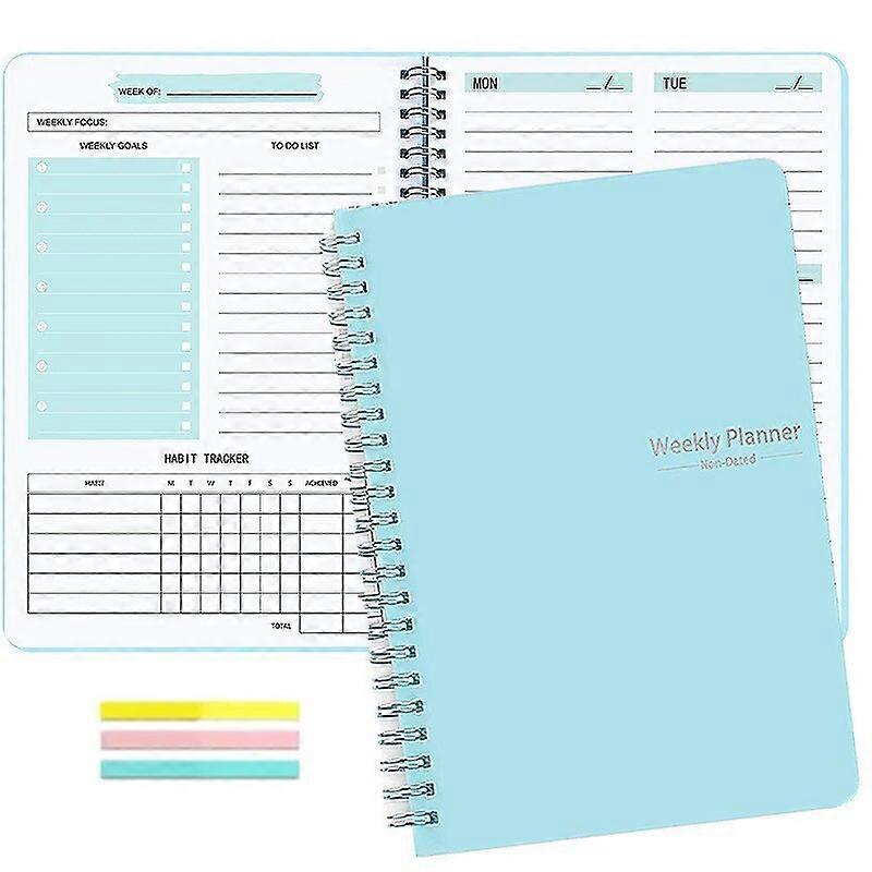 Undated Weekly Planner A5 Weekly Goals Spiral Binding Notebook Planner Agenda Record Daily Plans To Achieve Future Goals