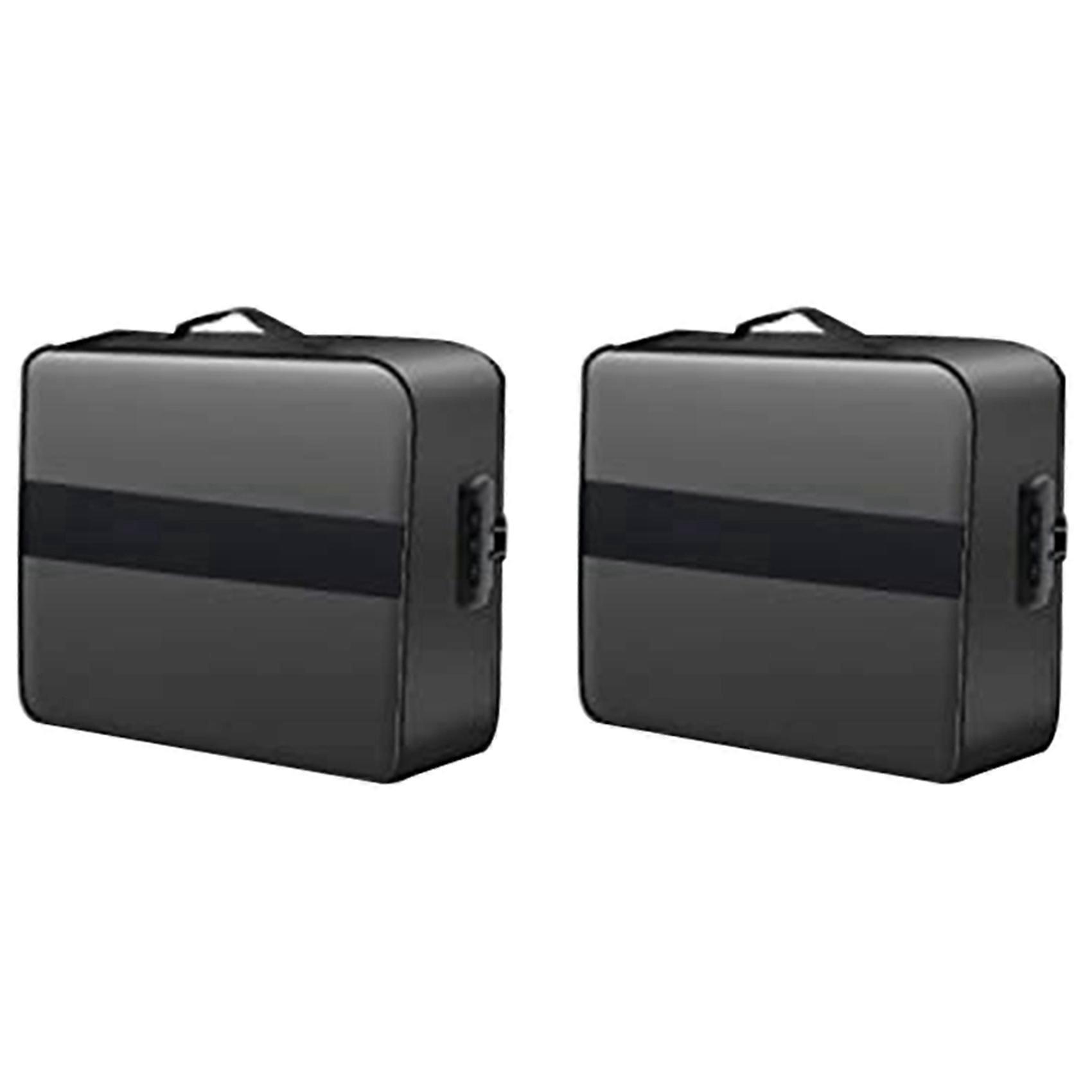 2X Document Bag with Lock - Fireproof Moisture Proof 3-Layer 15X11 Inch Important Document Organizer (Black)