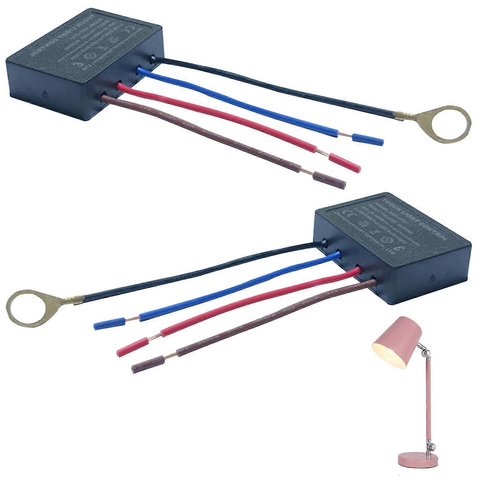 2 Pack Touch Lamp Control Switch Replacement Kit, 3Level Dimming for LED, Incandescent, Halogen