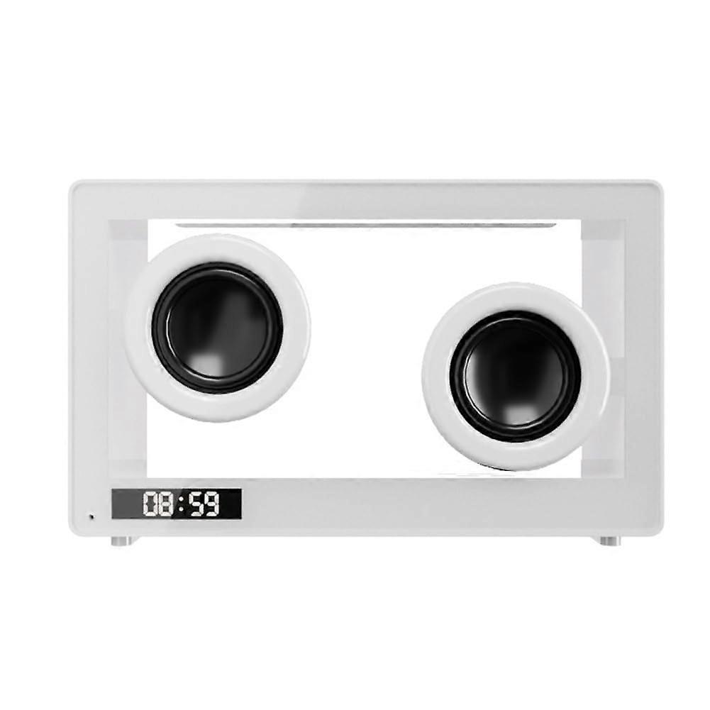 Portable Retro Bluetooth Speaker Clock Wireless HiFi Transparent Soundbar RGB Light TF Card Music Player White Ref: 9260