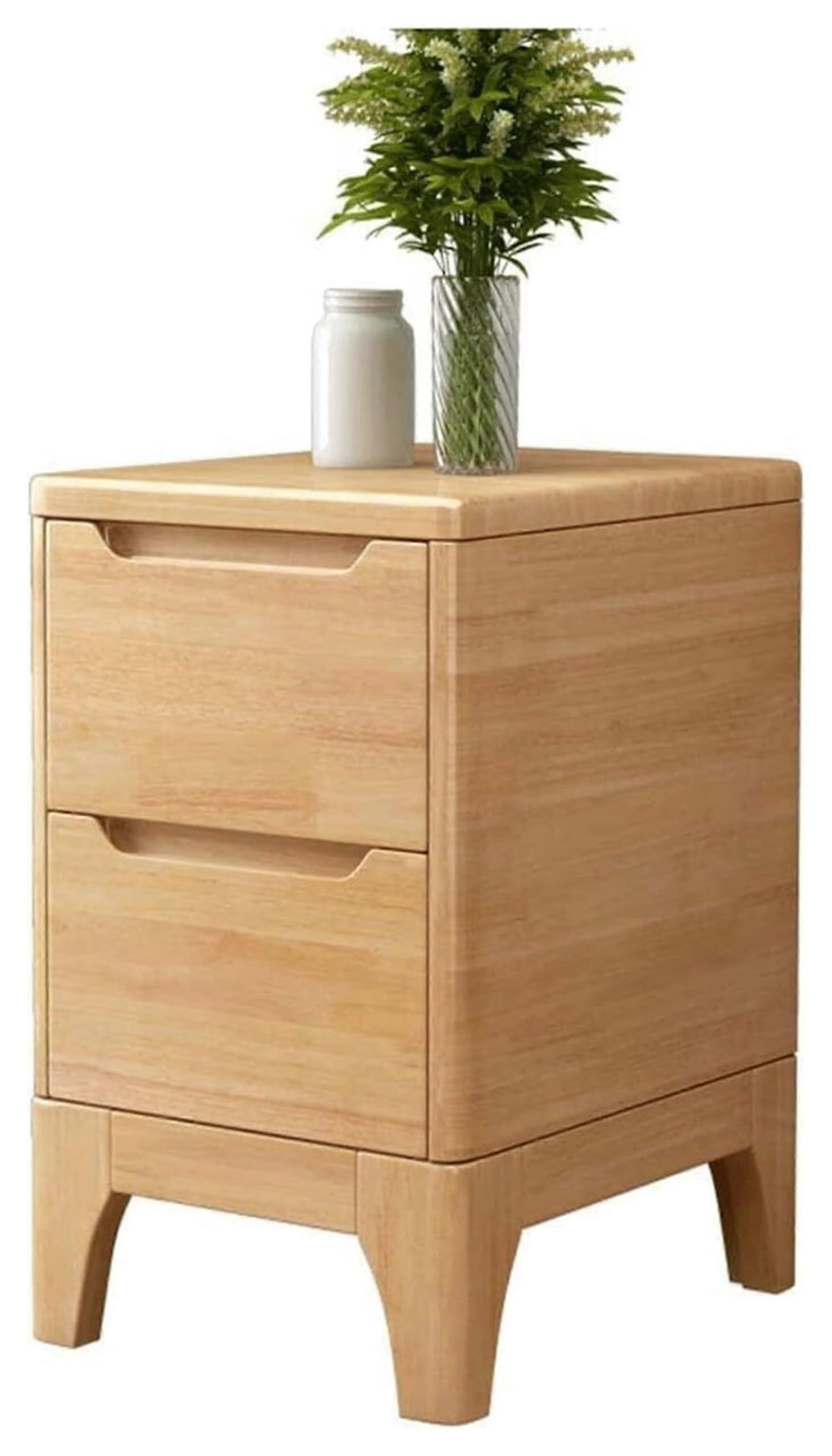 Set of 2 Modern Wooden Nightstand with Spacious Dual Drawers and Solid Wood Handle, 35CM