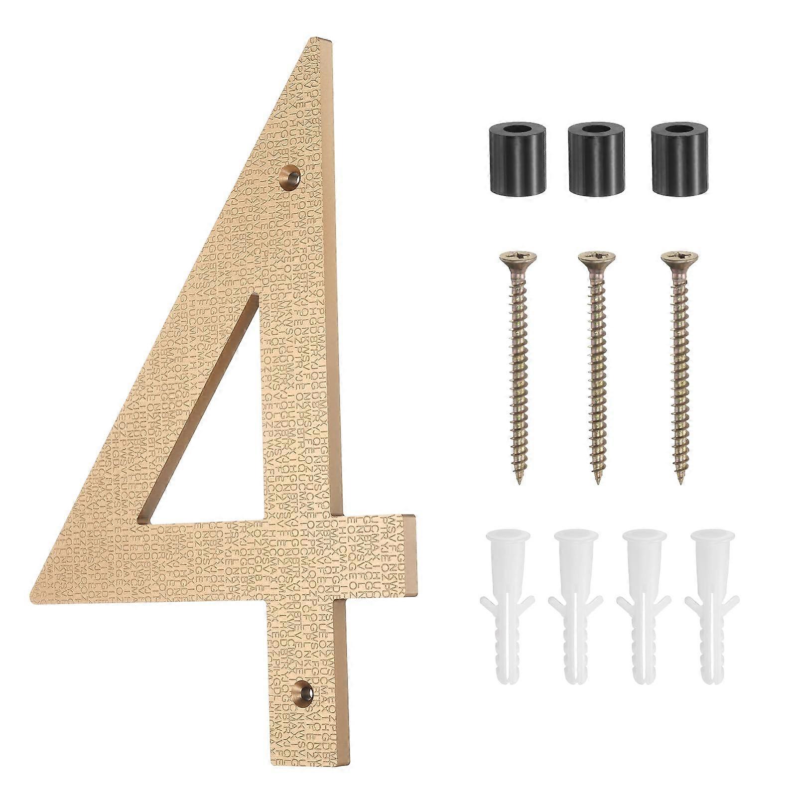 Modern House Numbers 10 Inch Floating Gold Metal Address Sign Large WeatherResistant Number 4