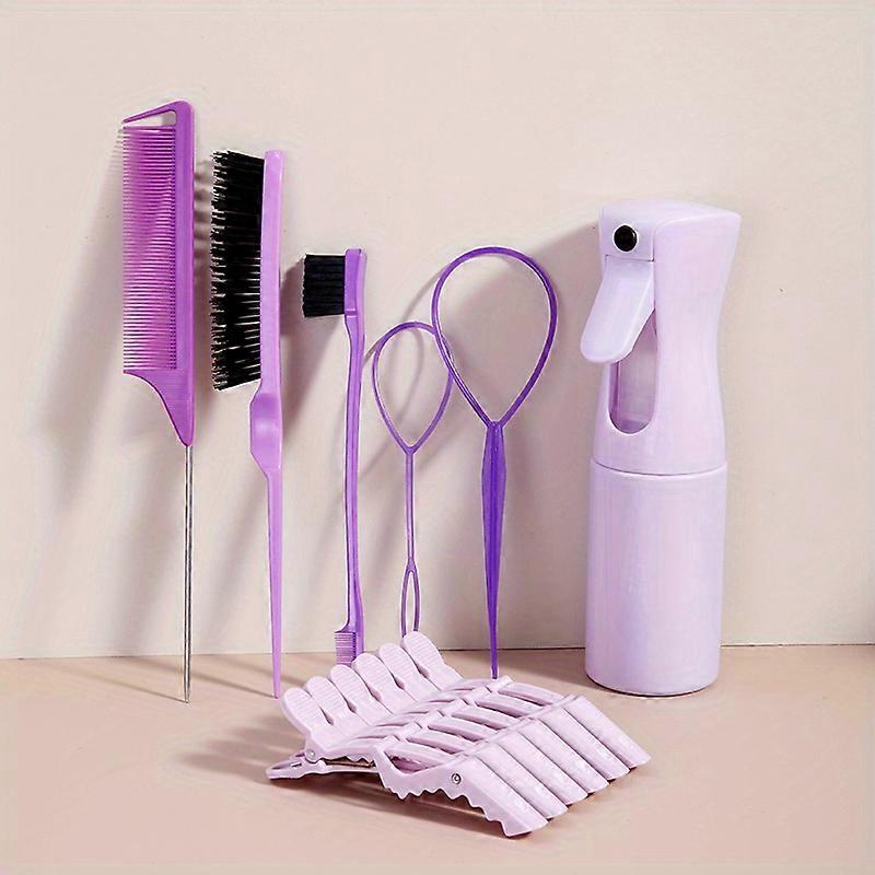Ensemble de coiffure 12 pi��ces et pinces �� peigne, peigne �� queue de Rat, brosse de contr?le des bords et flacon pulv��risateur, plastique Ab