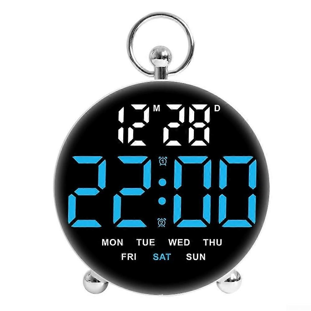Digital Timer Clock with Temperature Display, Smart LED, Voice Control, Adjustable Brightness, Blue