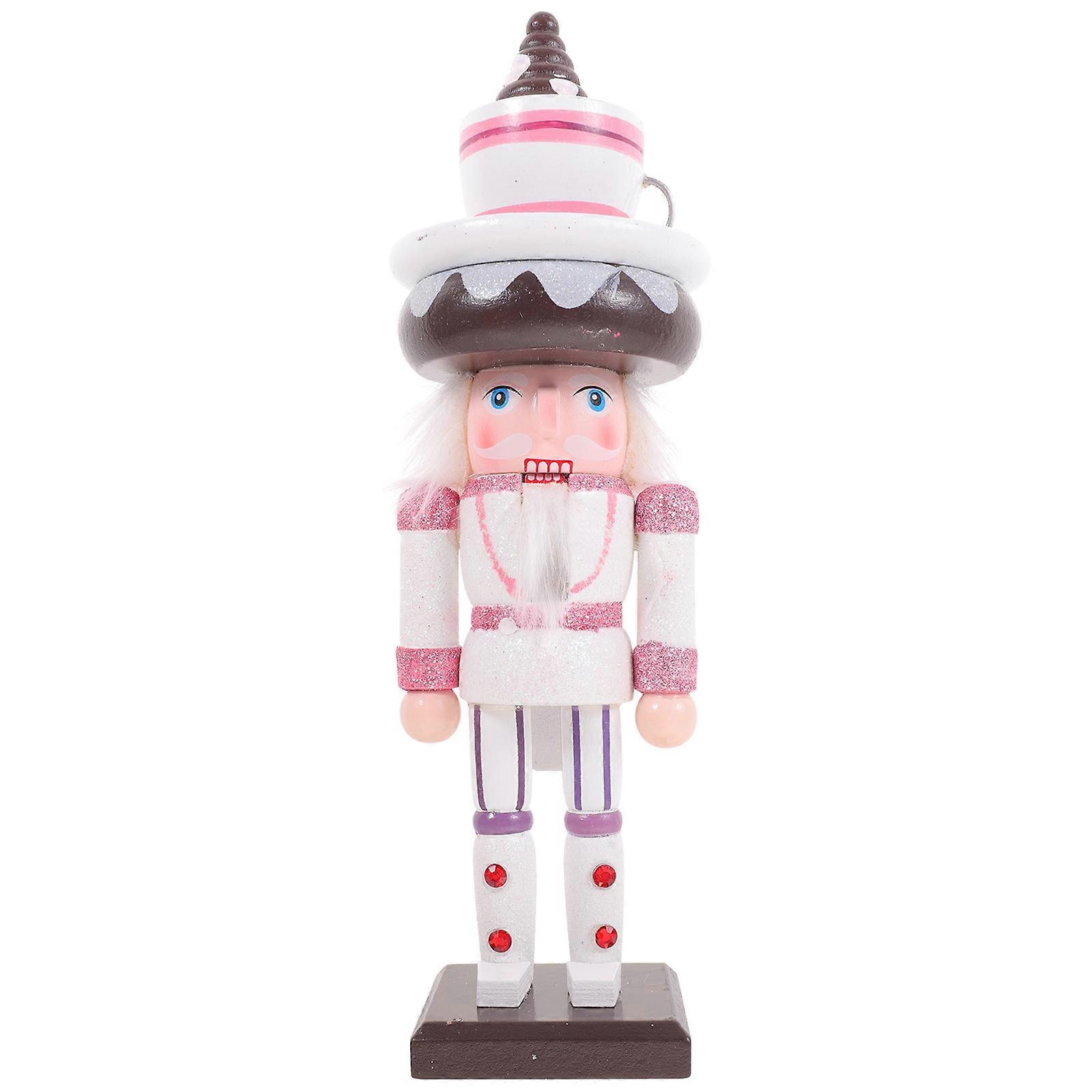 Wooden Nutcracker Puppet Nutcracker Figurine for Decoration Pink